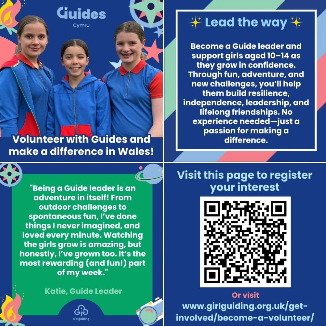 💙 Join Girlguiding Cymru as a Guide Leader and support girls aged 10&ndash;14 to grow in confidence, learn new skills, and have fun through exciting activities, badges, and adventures! 🎨🌿🎯

From teamwork and creativity to outdoor challenges and f