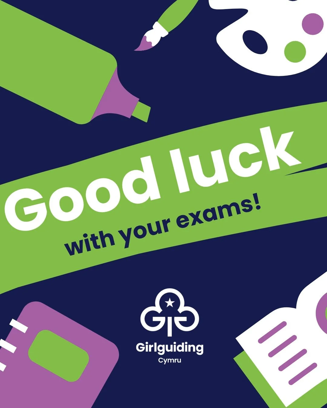 👩&zwj;🎓 We&rsquo;re thinking of all our brilliant Girlguiding Cymru girls and leaders who are tackling exams right now, whether you&rsquo;re in school, college, or university! 🌟

You&rsquo;ve got this! Remember how hard you&rsquo;ve worked, take a