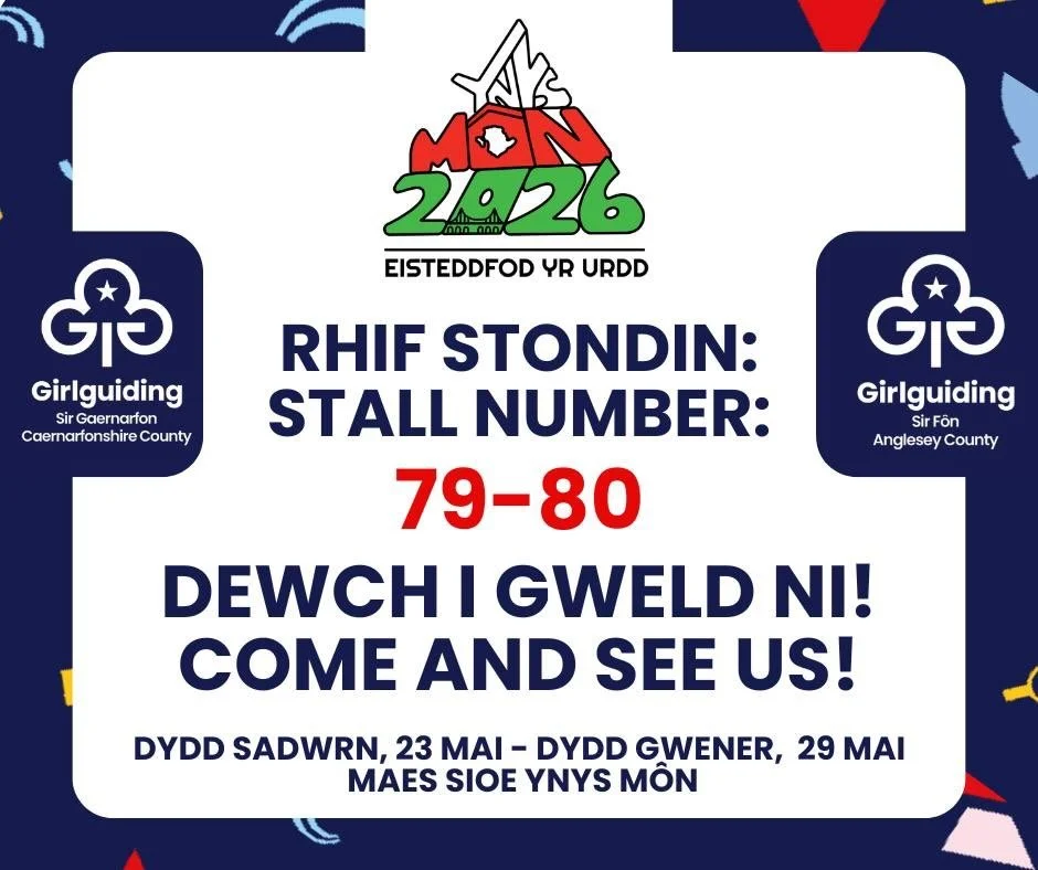 🌟 Ydych chi'n ymweld &acirc;'r Eisteddfod eleni? 

Os ydych chi&rsquo;n mynd i Eisteddfod Ynys M&ocirc;n 2026, gwnewch yn siŵr eich bod chi&rsquo;n stopio ac yn dweud helo wrth Girlguiding Sir Gaernarfon ac Ynys M&ocirc;n ar eu stondin! 💙

📍 Stond