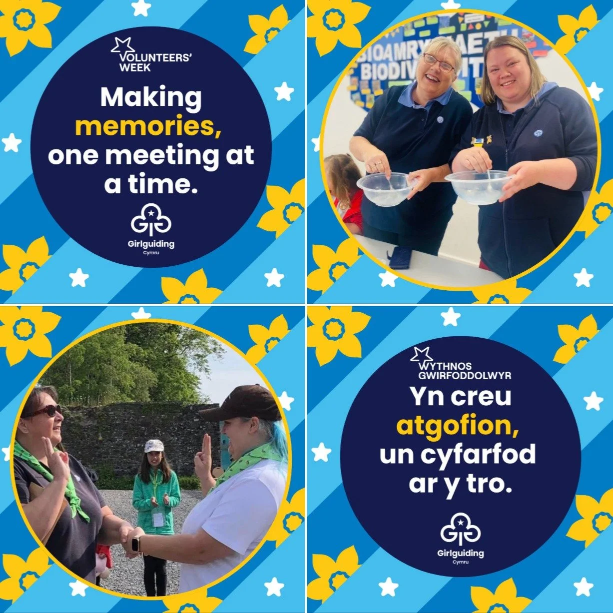 🌟 Volunteers' Week 🌟 
Making memories, one meeting at a time.

This Volunteers' Week, we're celebrating the incredible volunteers who give their time, energy and enthusiasm to help girls across Wales discover their potential, build confidence and h