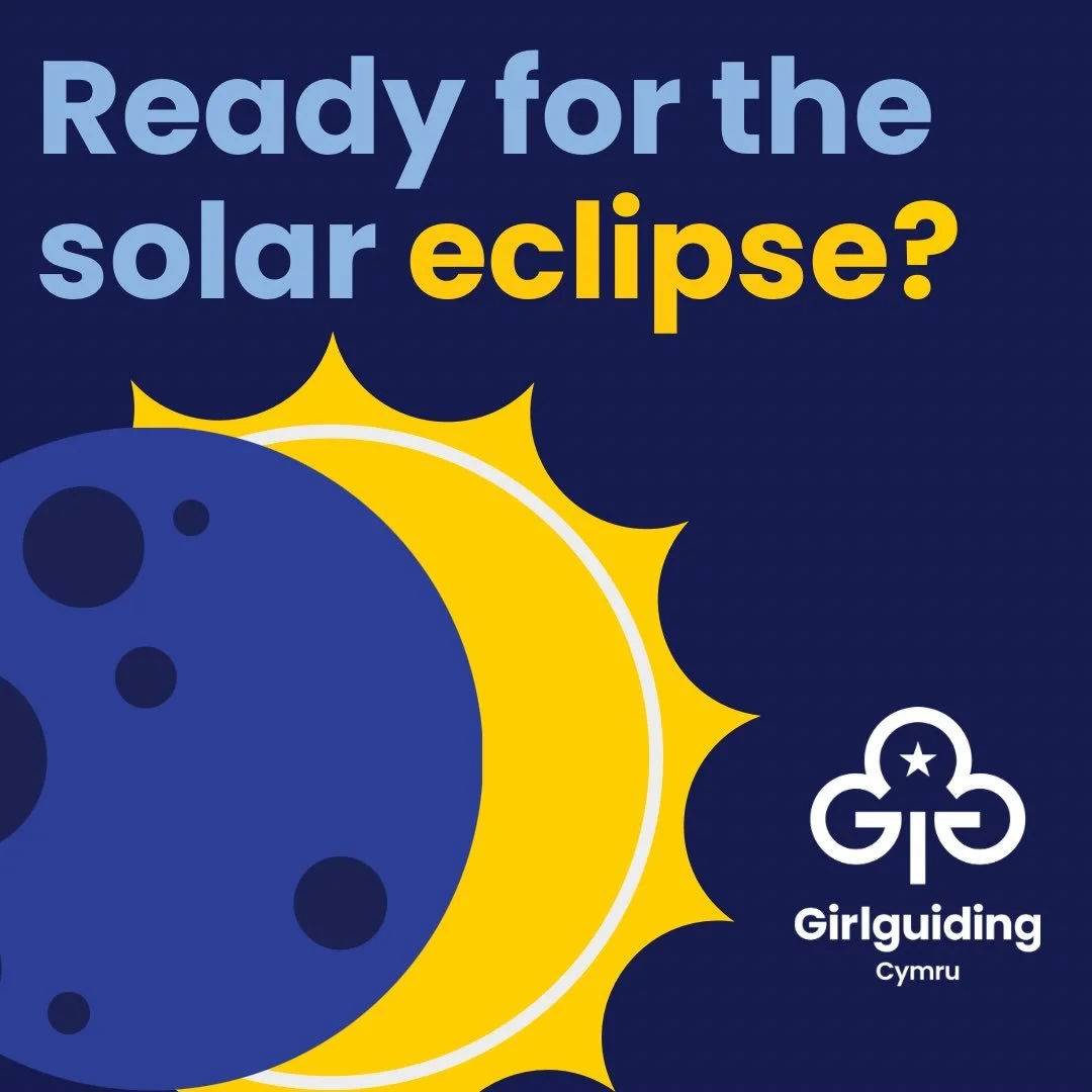 Look up safely! 👀🌞 A partial solar eclipse is happening across Wales today, with the eclipse visible from 6.13pm to 8.06pm.

Why not give our Moonwalk challenge a go and learn more about eclipses? 🌙

🔗 Find the challenge: https://girlguidingcymru