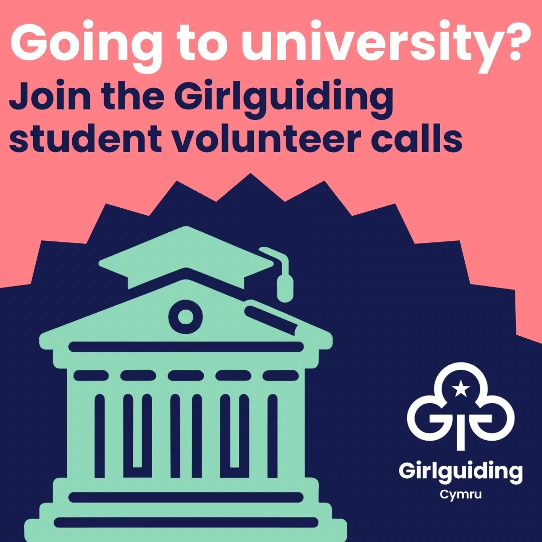 📚Join a drop in call to find out about volunteering as a student 🎓

Heading to university this autumn? Girlguiding is a UK-wide organisation, and you can stay involved wherever your studies take you! Volunteering as a student is a great way to make