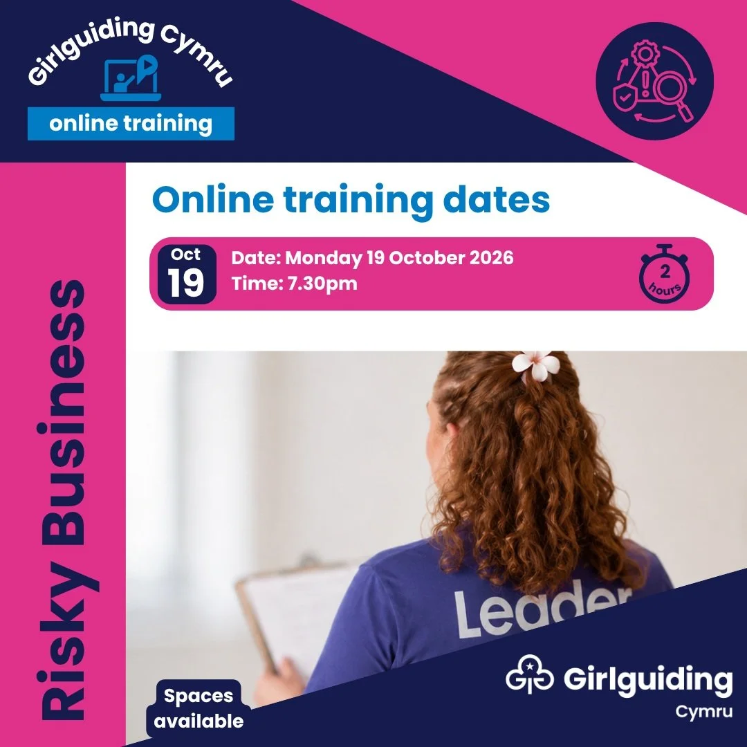💙 New online Girlguiding Cymru Risky Business training: Autumn 2026.

Book your place on our Girlguiding Risky business online training.
Using risk assessments means our activities are safe for girls and volunteers, but risk assessments don&rsquo;t 