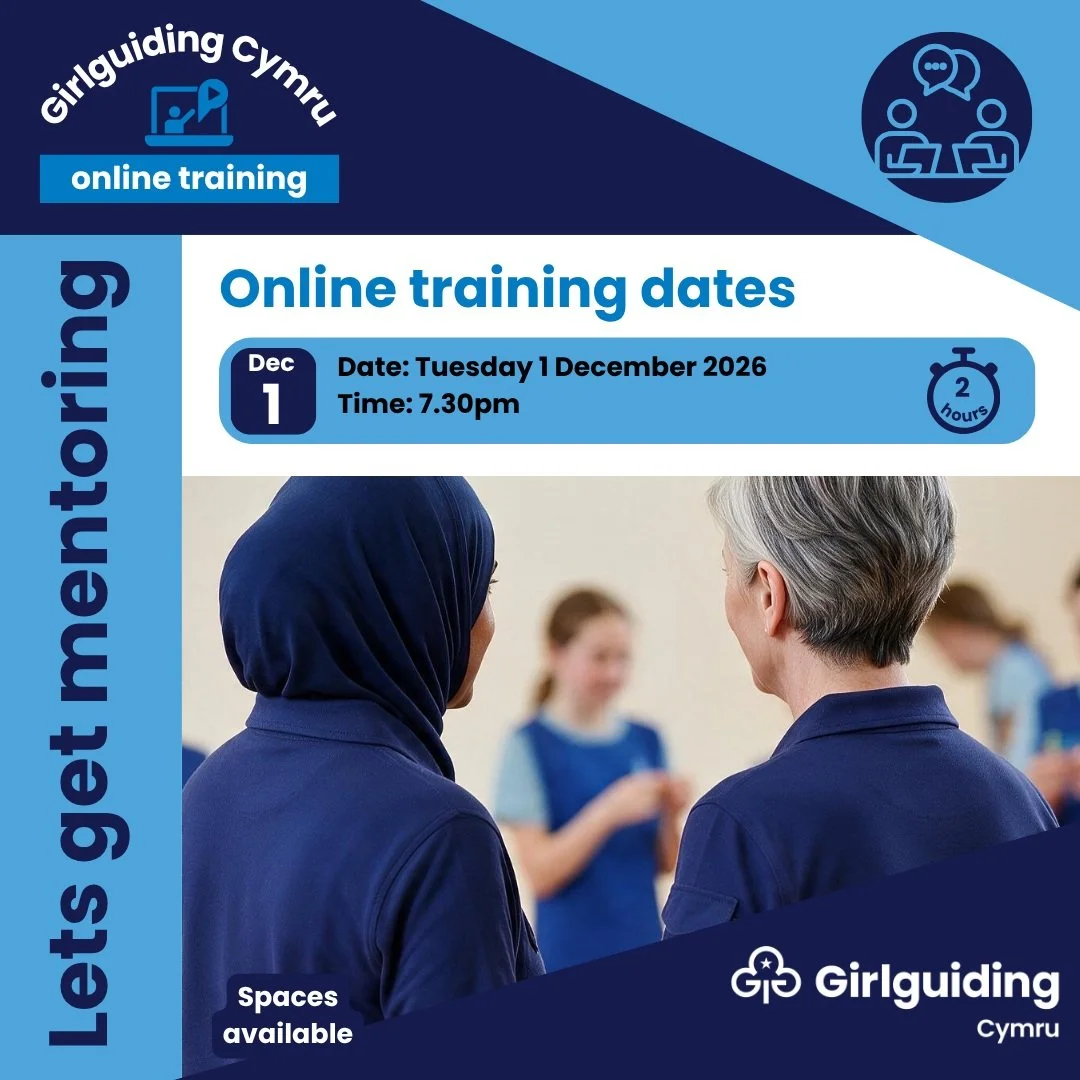 💙 New online Girlguiding Cymru training: Autumn 2026.

Book your place on our Girlguiding Cymru Let's get mentoring training. This topic supports Girlguiding mentors to be both competent and confident in their role providing support to leaders in tr