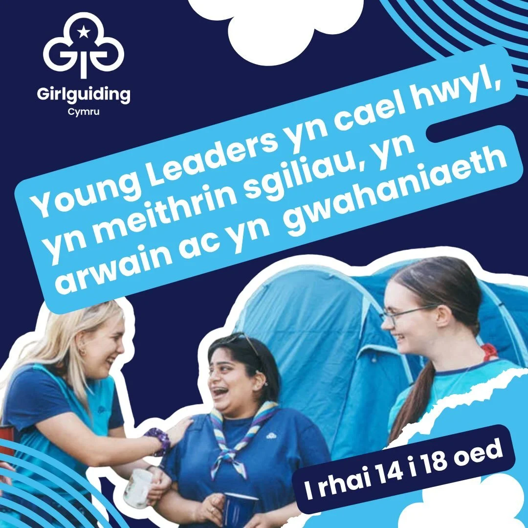 🩵 Gwirfoddolwch fel arweinydd ifanc gyda Girlguiding Cymru! 🌟

I rai rhwng 14 ac 18 oed

Gwnewch ffrindiau newydd, mwynhewch a chael profiad gwerthfawr o weithio gyda phobl ifanc. Mae&rsquo;n ffordd wych o feithrin hyder a datblygu sgiliau a all fo