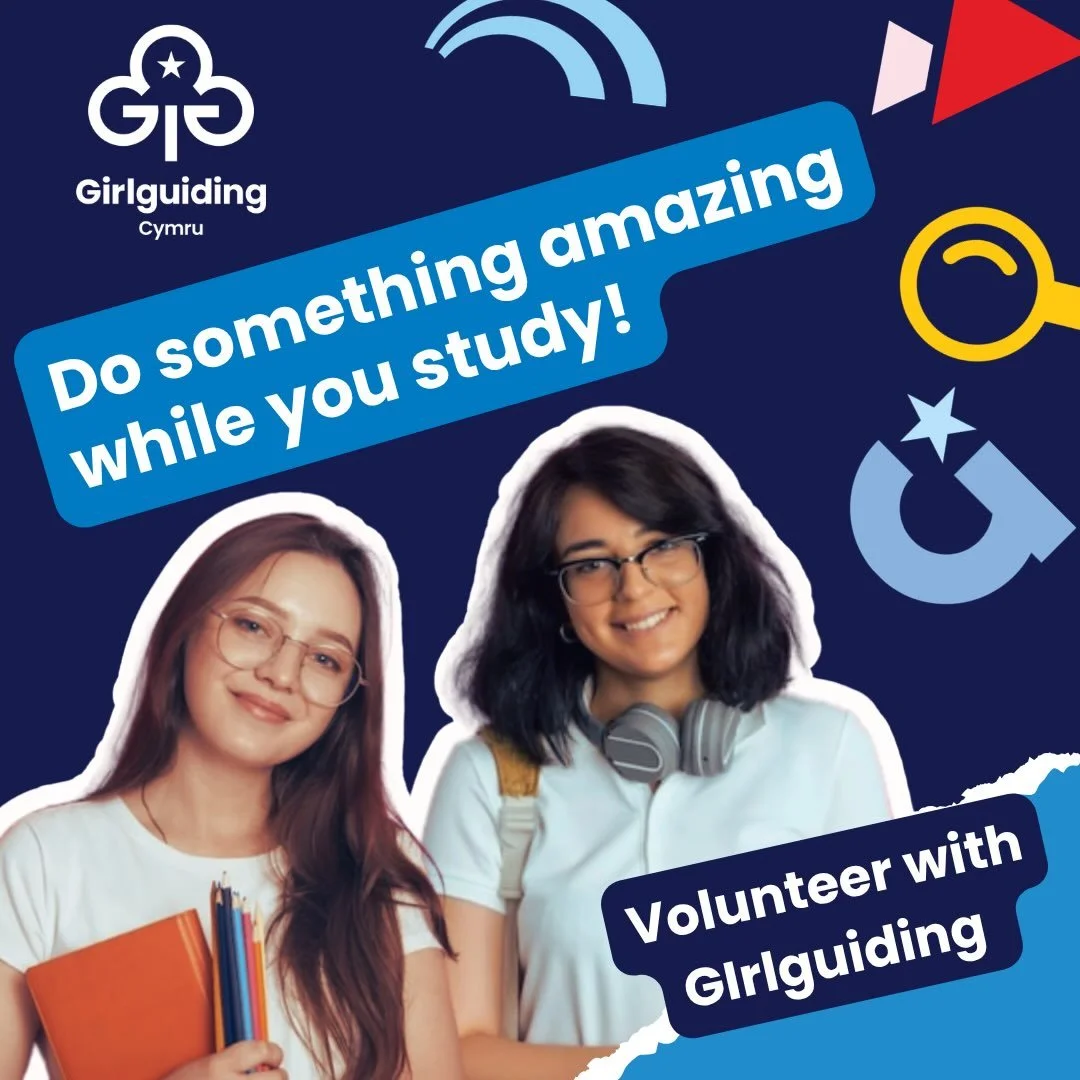 🎓 Do something amazing while you study! 💙

Looking for something fun to do alongside uni? 👀

Volunteer with Girlguiding Cymru and help girls make friends, build confidence, try new things and create memories they&rsquo;ll love. 🌟

You&rsquo;ll me