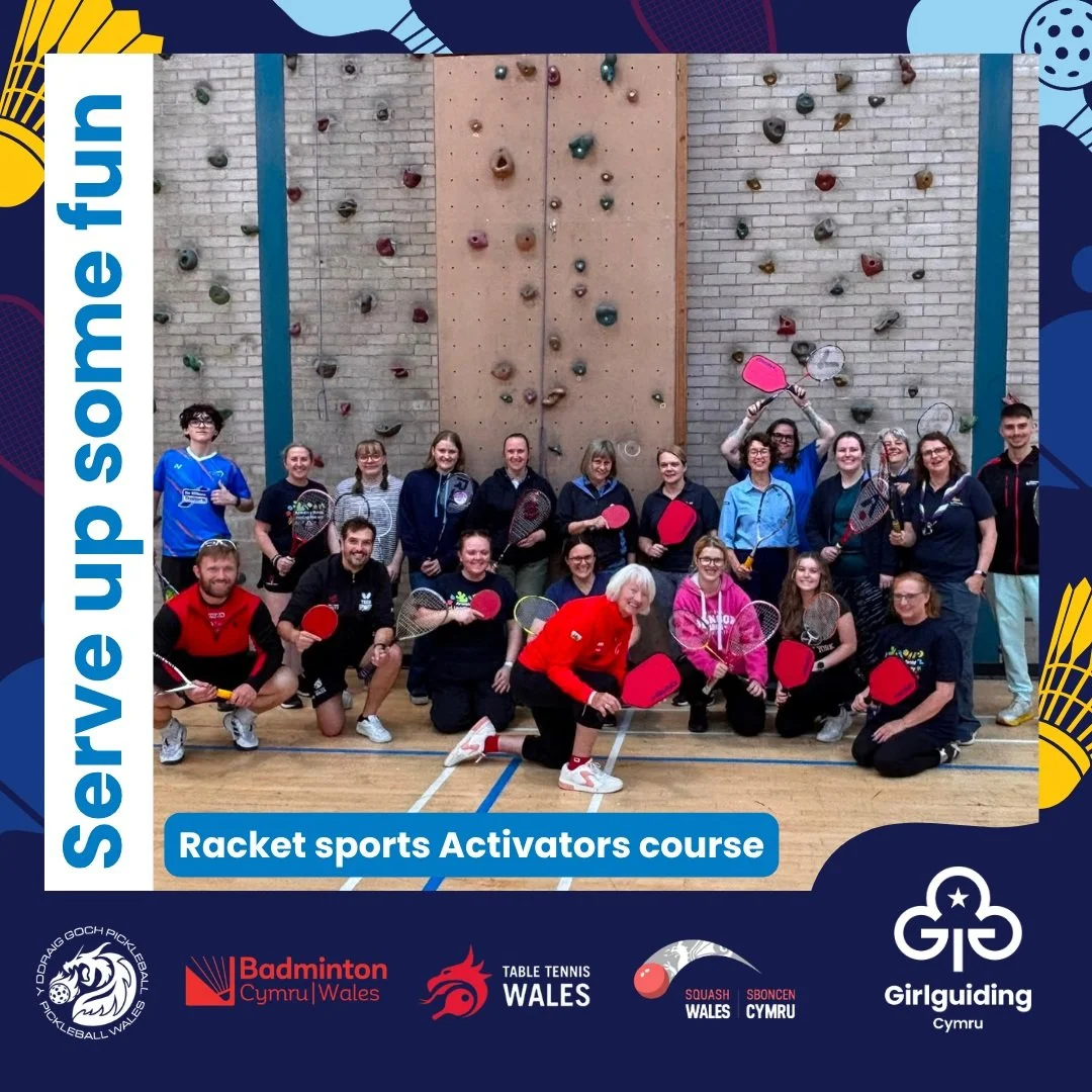 🏓🏸 Serve up some fun! 🎾🏓 What a brilliant day! 🙌

On Saturday 12 September, Girlguiding Cymru leaders came together at Myddelton College, Denbigh for a fantastic Racket Sports activators course.
Our leaders had a great time learning and trying P