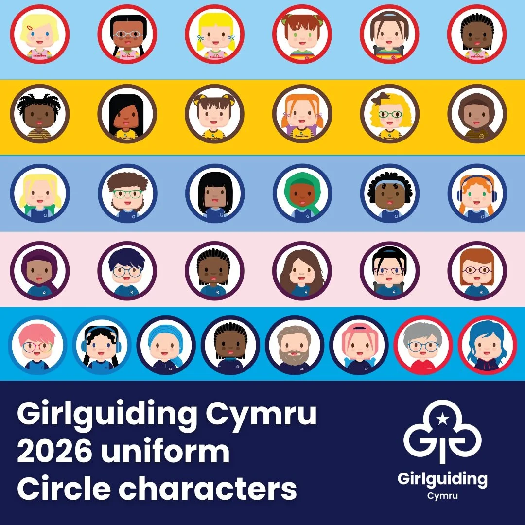 ✨ Double drop alert! ✨

Two batches of brand-new characters in one day? Yes, please! Following our new uniform abstract characters, we're thrilled to share our second set today: the Girlguiding Cymru 2026 uniform circle characters! 💙💚🧡

⭕ Little f