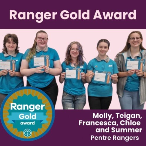 🎉 Congratulations to Pentre Rangers in Rhondda division, Girlguiding Central Glamorgan!

A huge well done to Molly, Teigan, Francesca, Chloe and Summer, who have all earned their Ranger Gold Award! 🏅🌟

What a fantastic achievement for the girls an