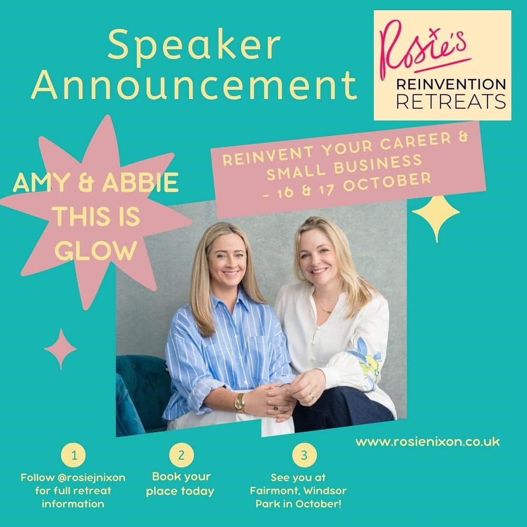 🌟Exciting announcement from This is Glow🌟

We are thrilled to announce that we have been invited to be speakers at Rosie&rsquo;s Reinvention Retreats this autumn from 16-18th October at Fairmont, Windsor Park. 

We are huge fans of @rosiejnixon - h