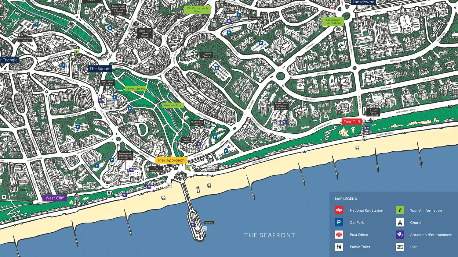 Bournemouth Town Centre Map Bournemouth Tourist Map Design — Keeping Studio