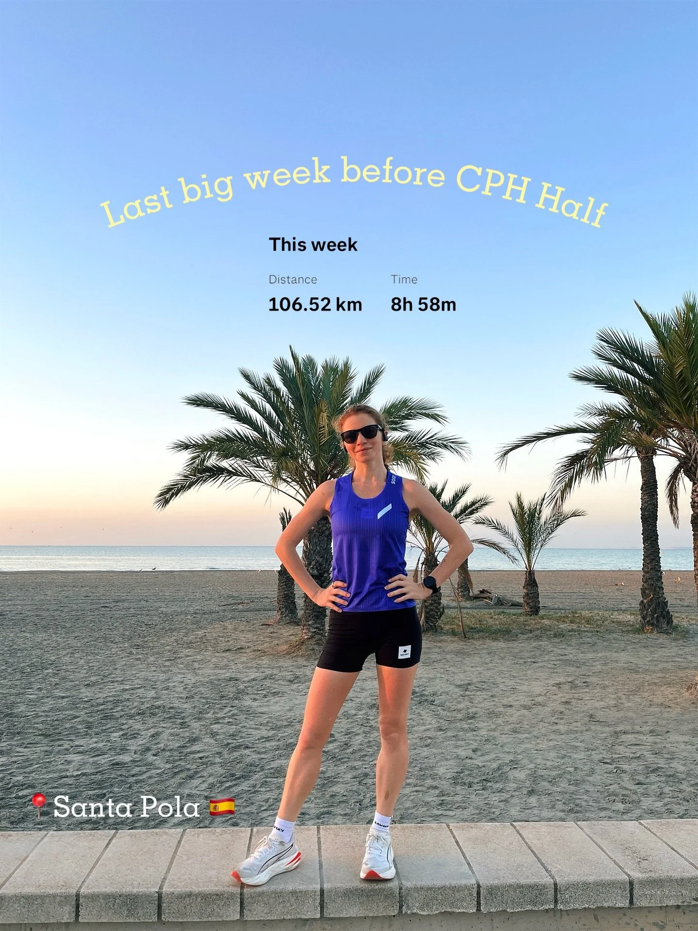 My last 100-something km week before the race! Completed the peak phase of the block in Santa Pola &amp; Alicante 🌴 Everything&rsquo;s on Strava 🏃🏼&zwj;♀️

Easy start to the week. Ran to the gym every time I went so we reduced some runs to avoid b