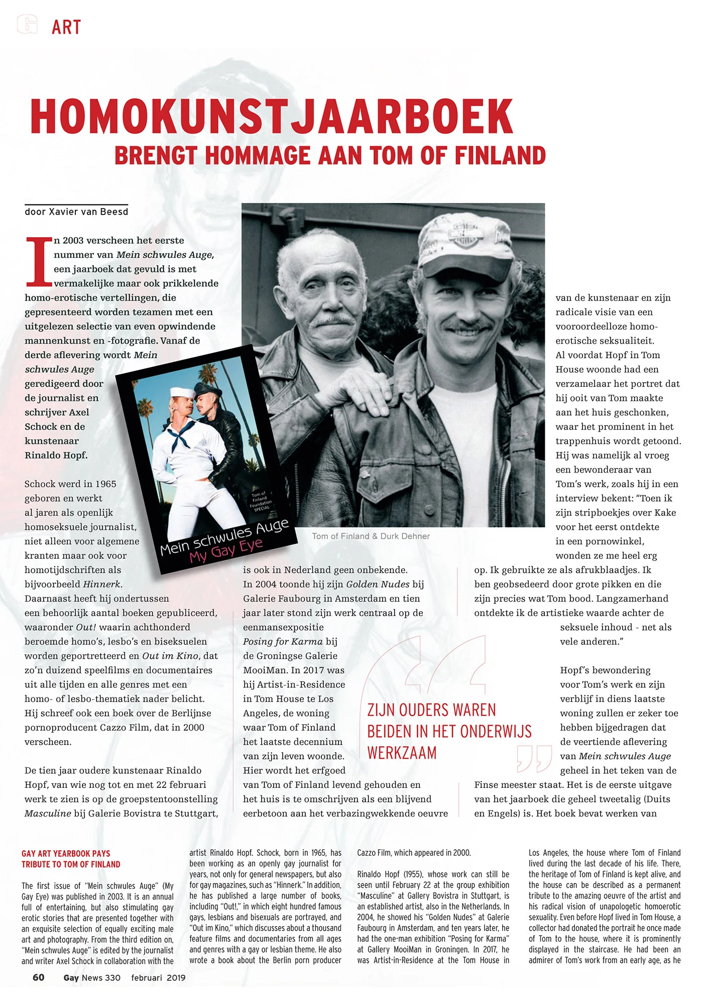 HOMOKUNST JAARBOEK BRENGT HOMMAGE AAN TOM OF FINLAND 