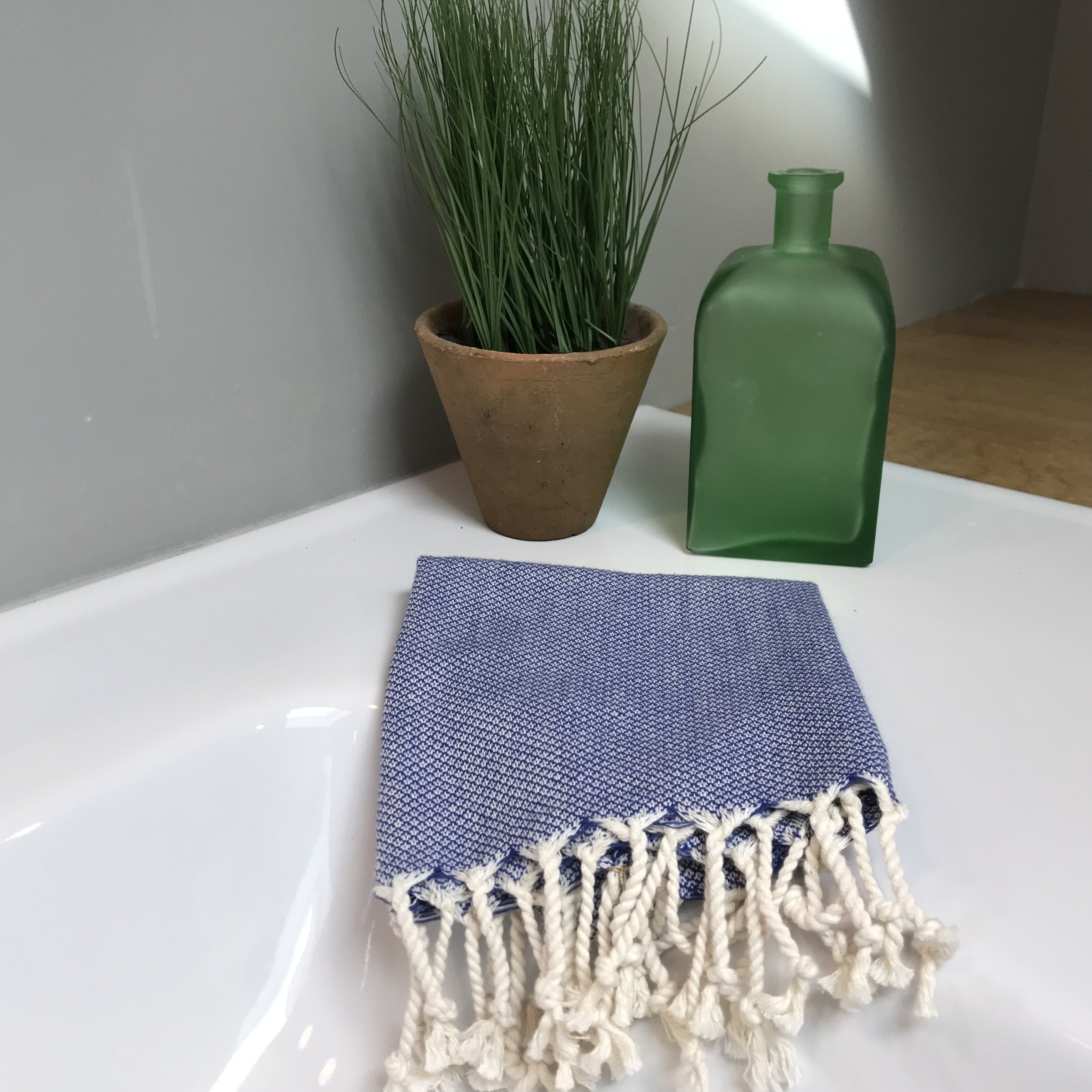 Essuie-main en coton tissé bleu de My Byzance