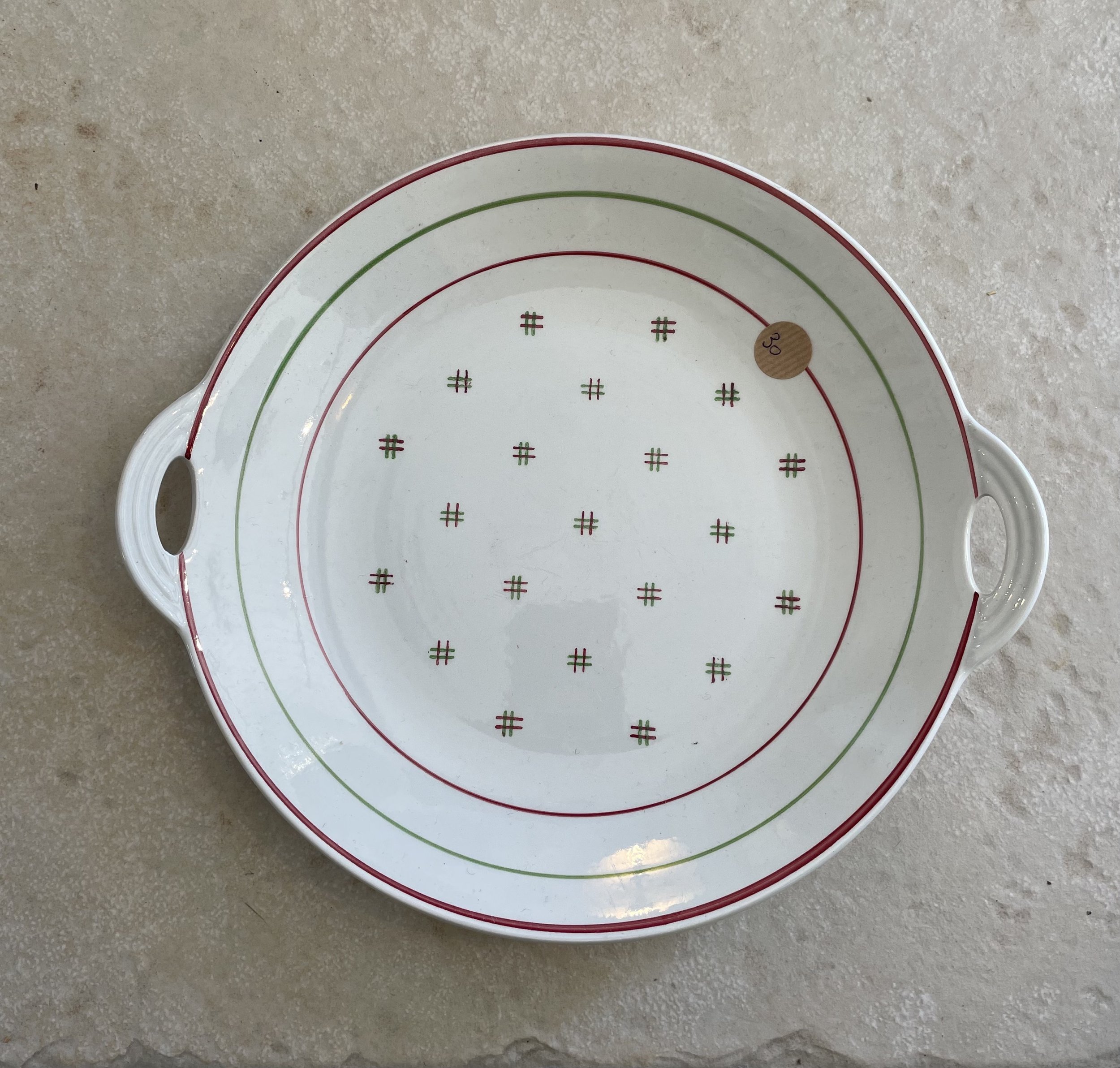 Plat à gâteau rond croix rouges et vertes D27 cm De My Byzance Broc