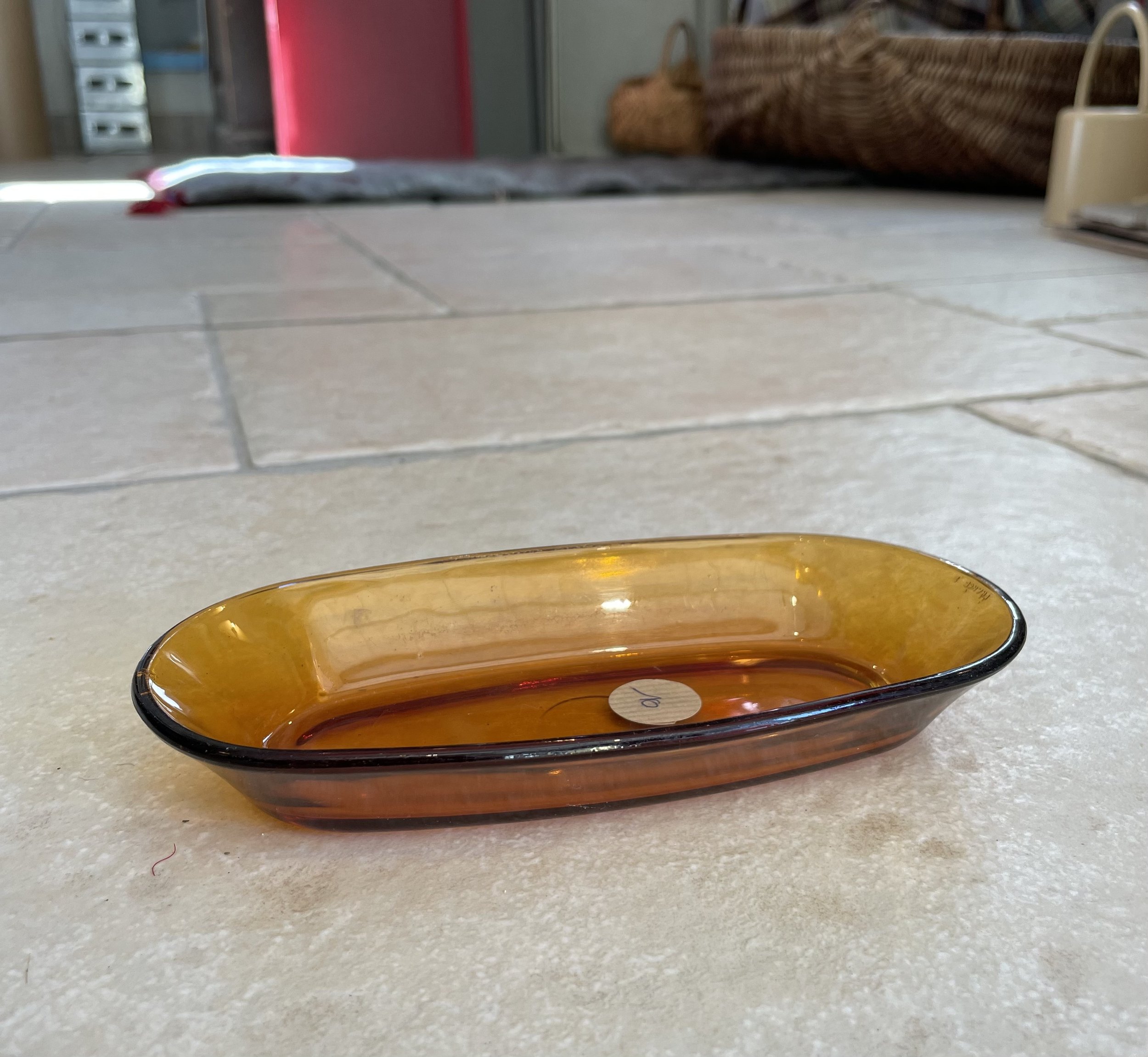 Ravier oval en verre orangé 18 cm De My Byzance Broc