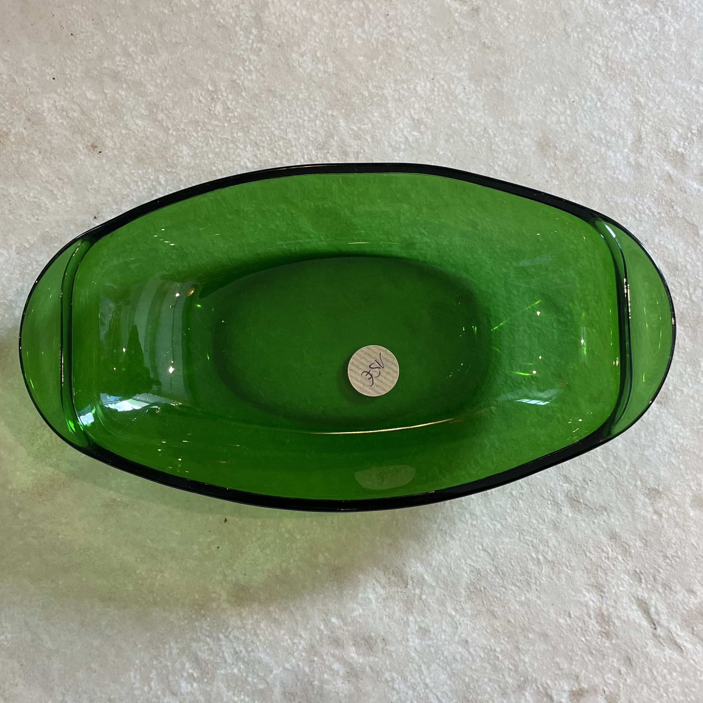 Ravier oval avec prise en verre vert de 23 cm De My Byzance Broc