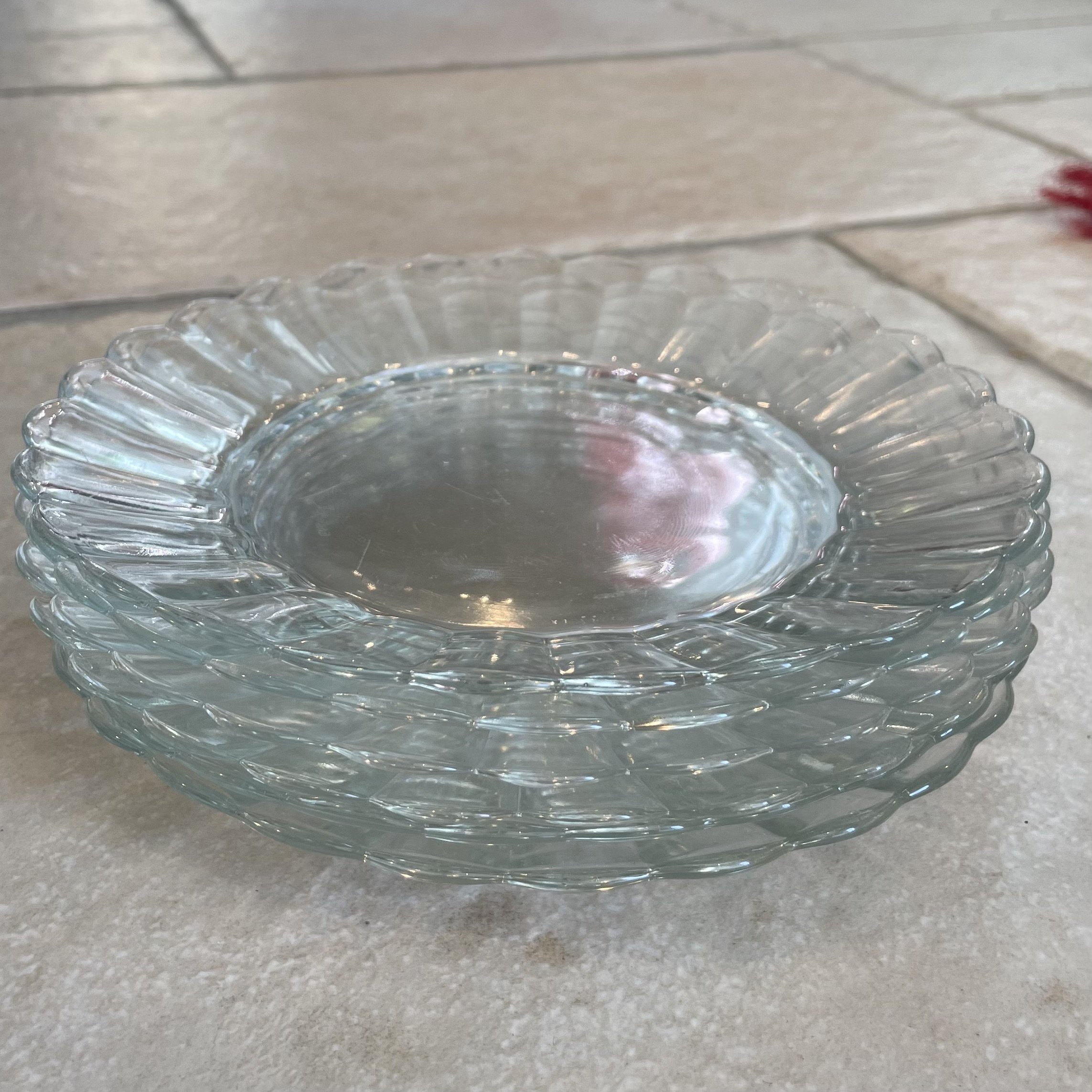 Série de 6 assiettes à dessert transparentes fleurs