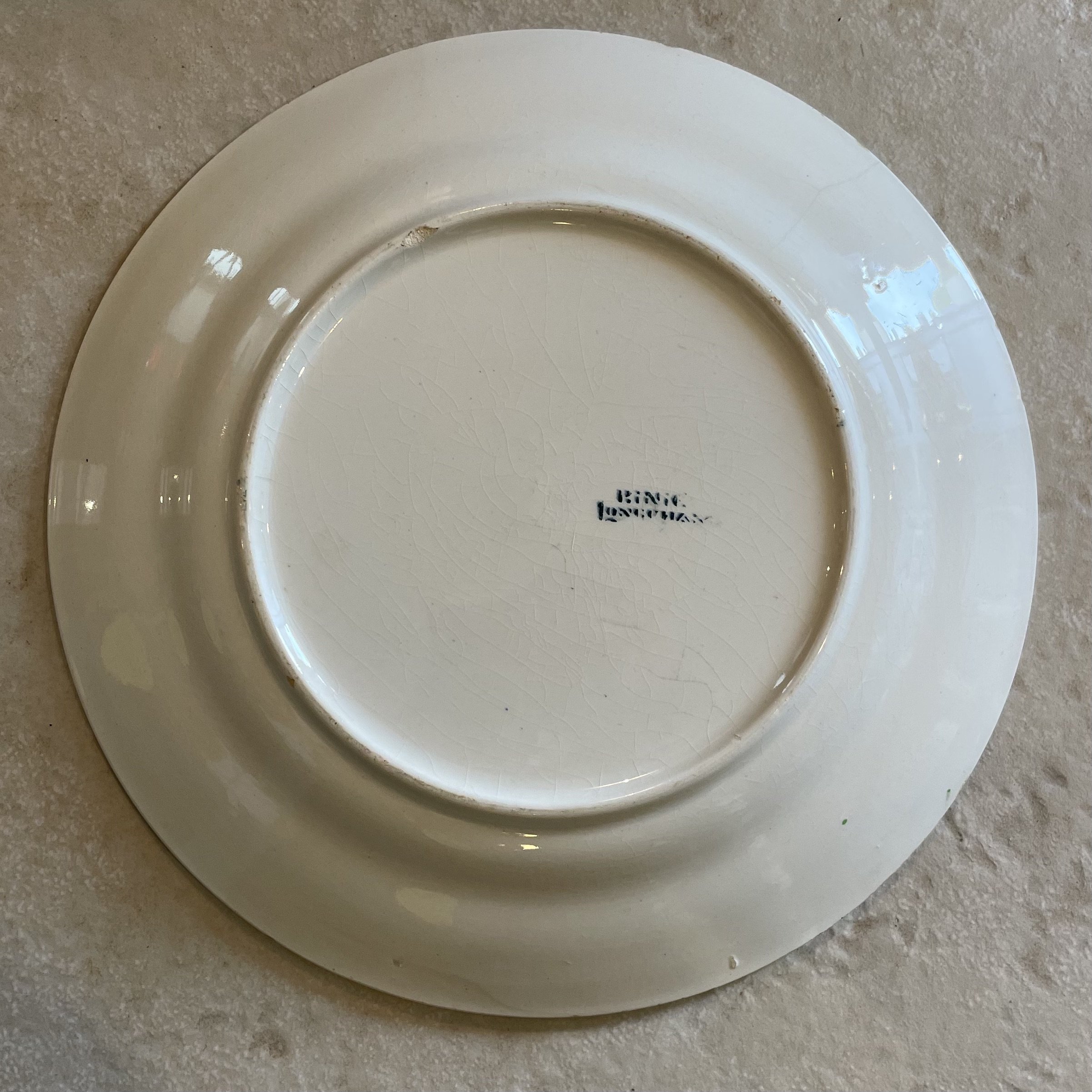 Plat à servir rond liseret vert et fleurs De My Byzance Broc