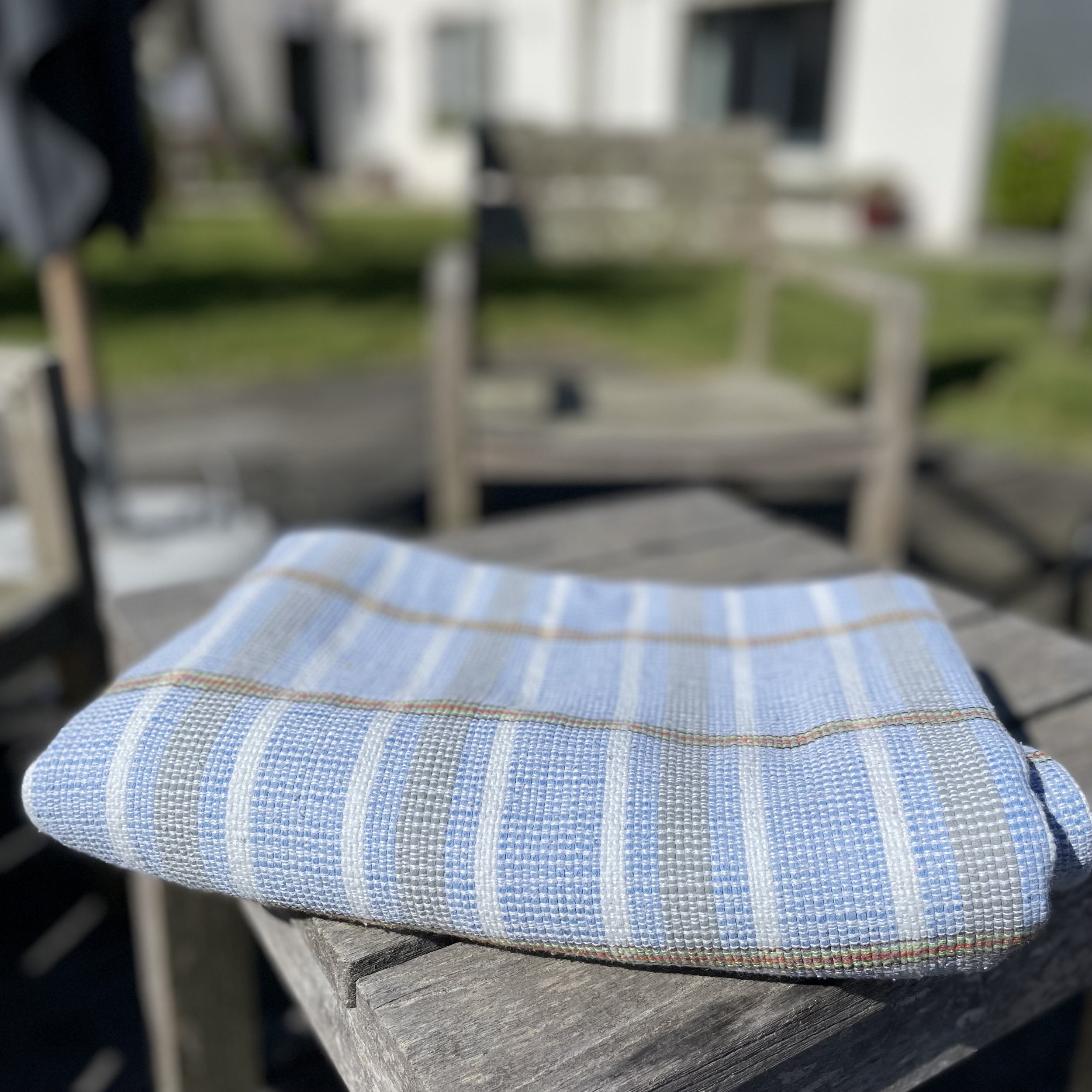 Chemin de table en coton bleu ancien 190 x 80 cm
