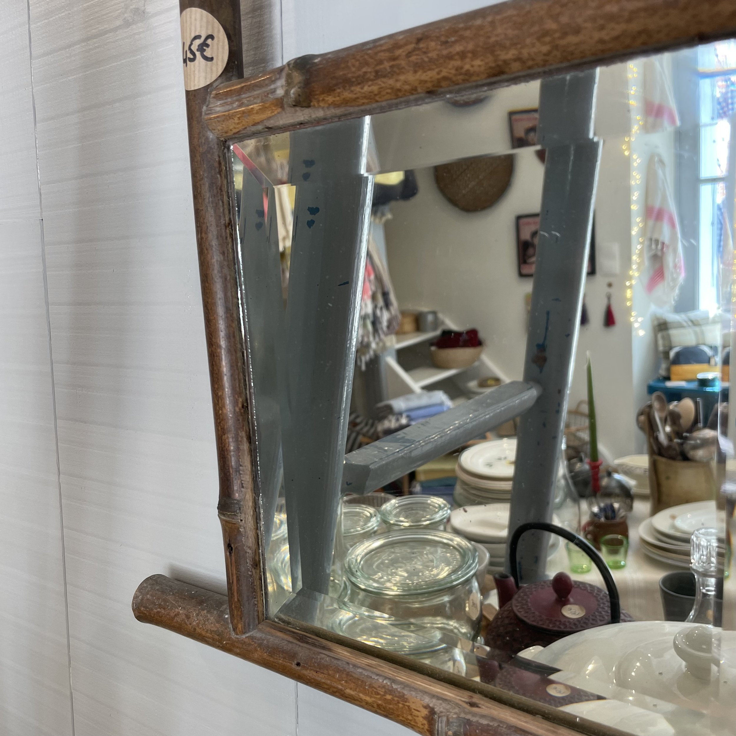 Miroir ancien cerclé de bambou De My Byzance Broc