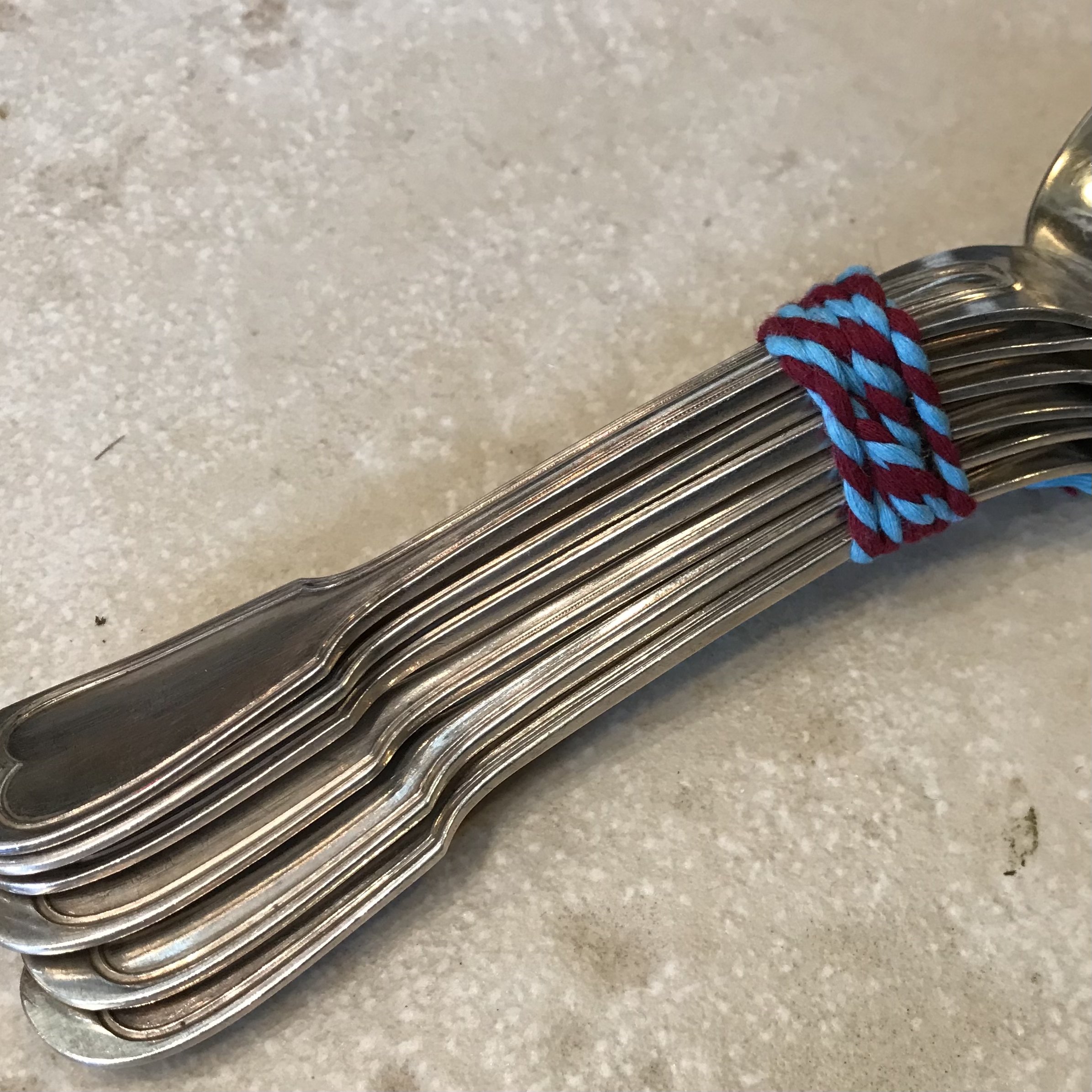 Série de 6 cuillères à soupe en métal argenté modèle Filet De My Byzance
