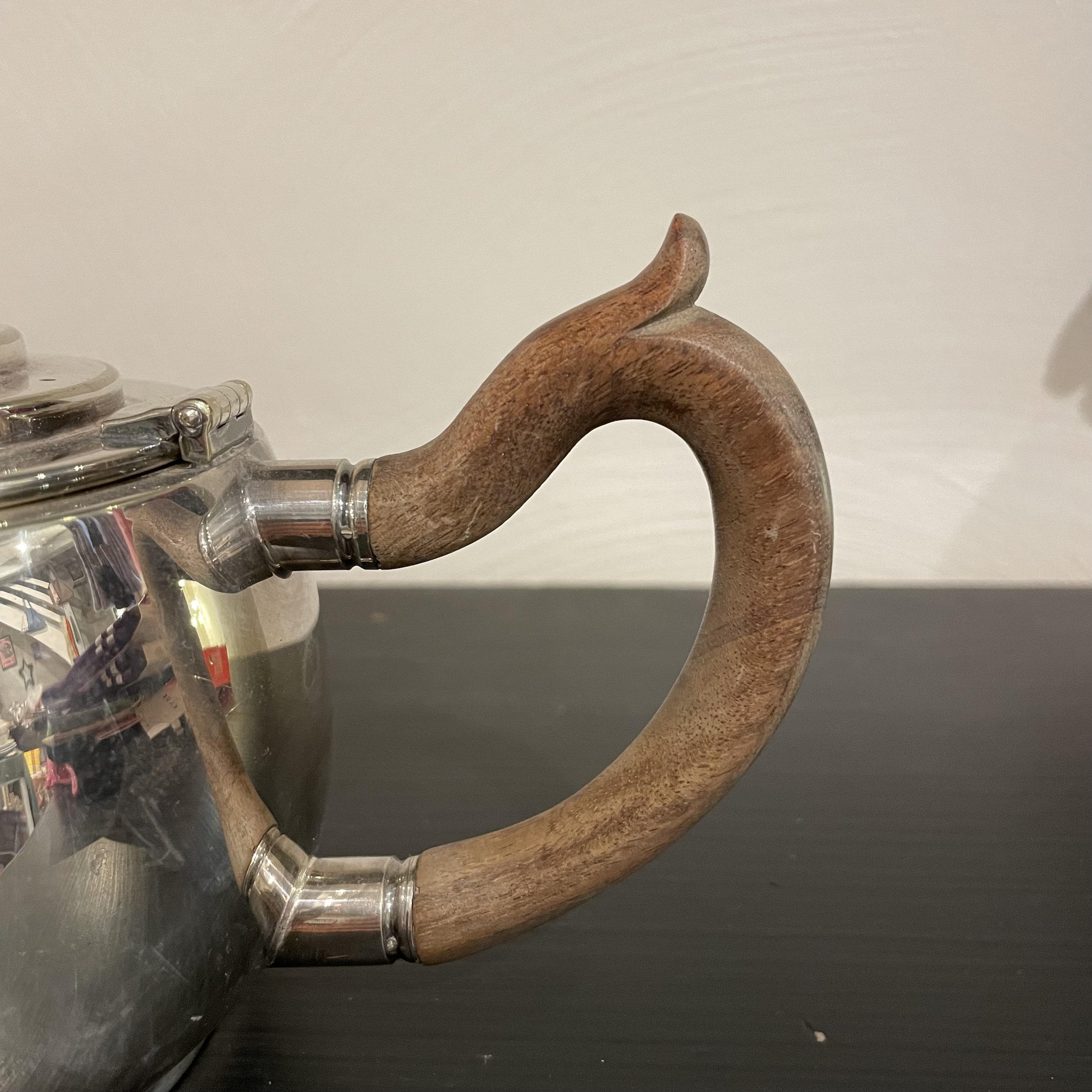 Théière métal argenté anse bois De My Byzance