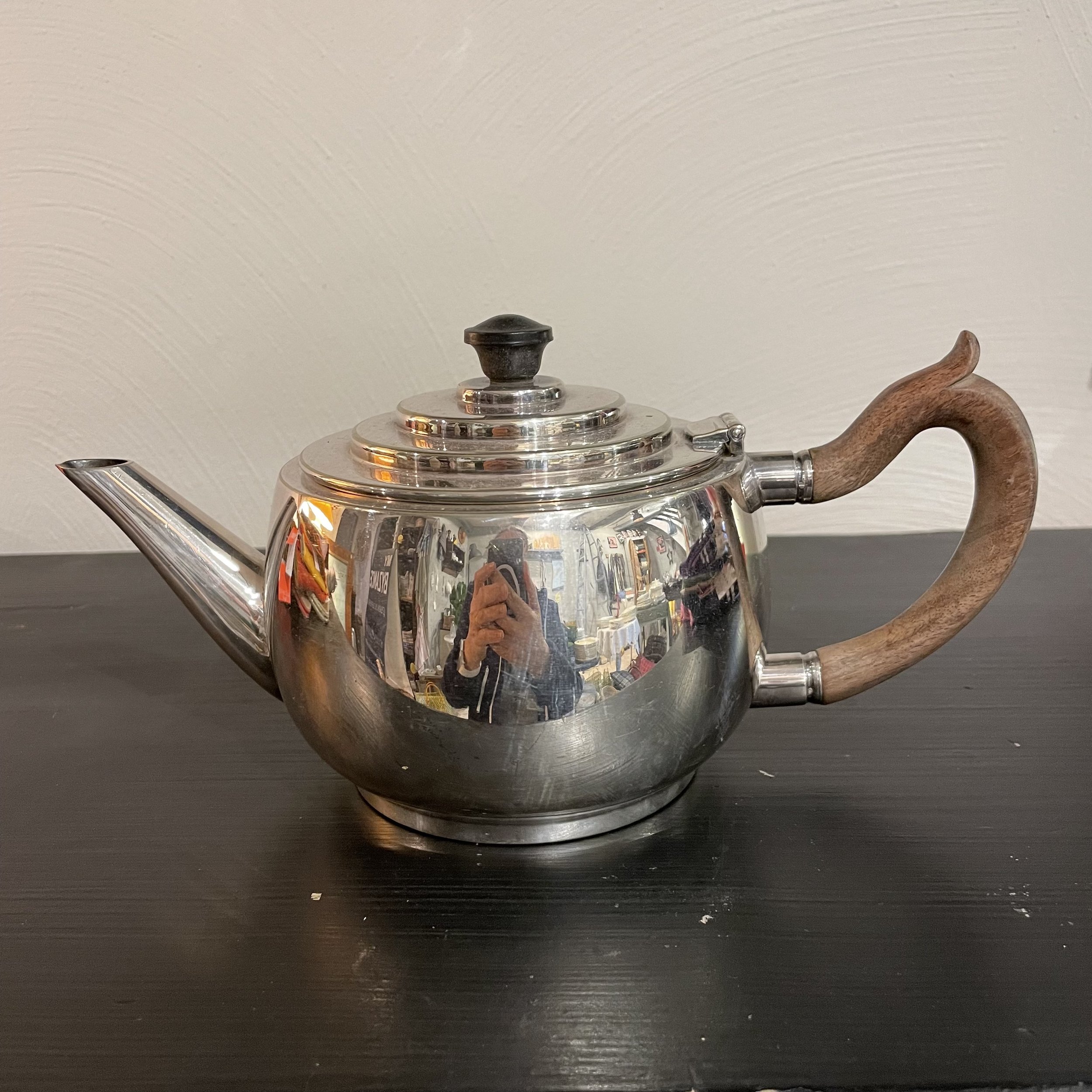 Théière métal argenté anse bois De My Byzance