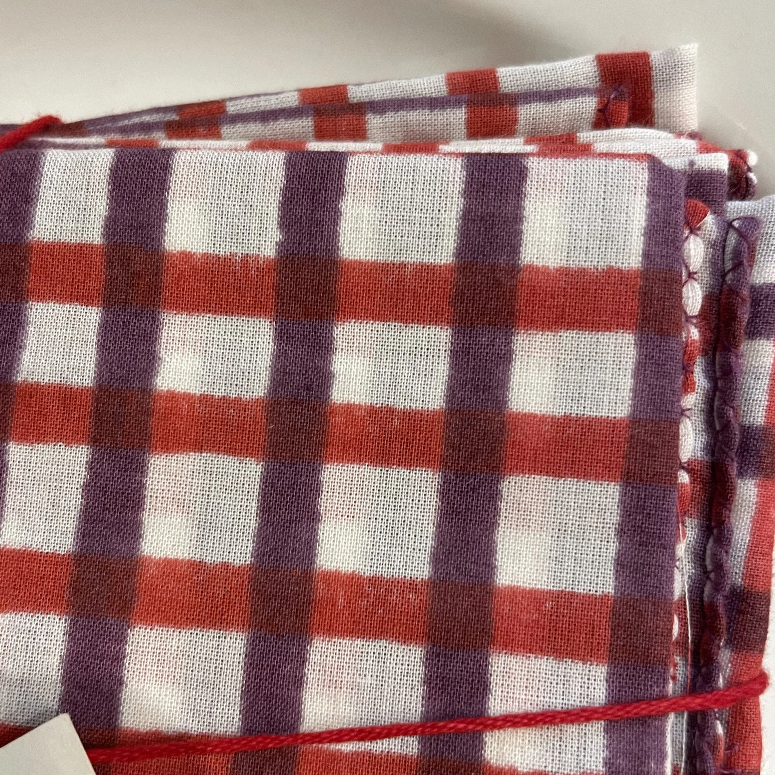 Série de 4 serviettes Suzette carreaux framboise et prune De My Byzance