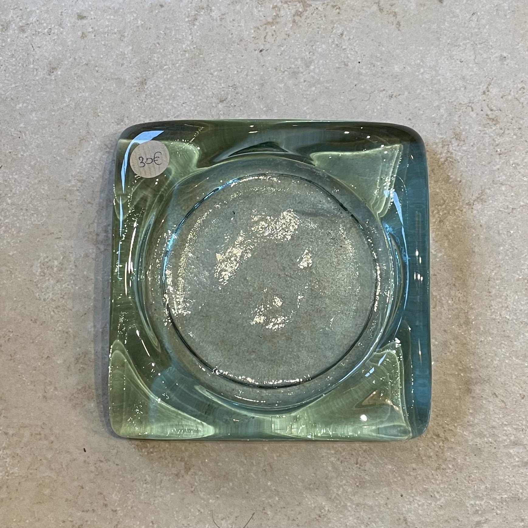 Cendrier carré en verre ancien de My Byzance
