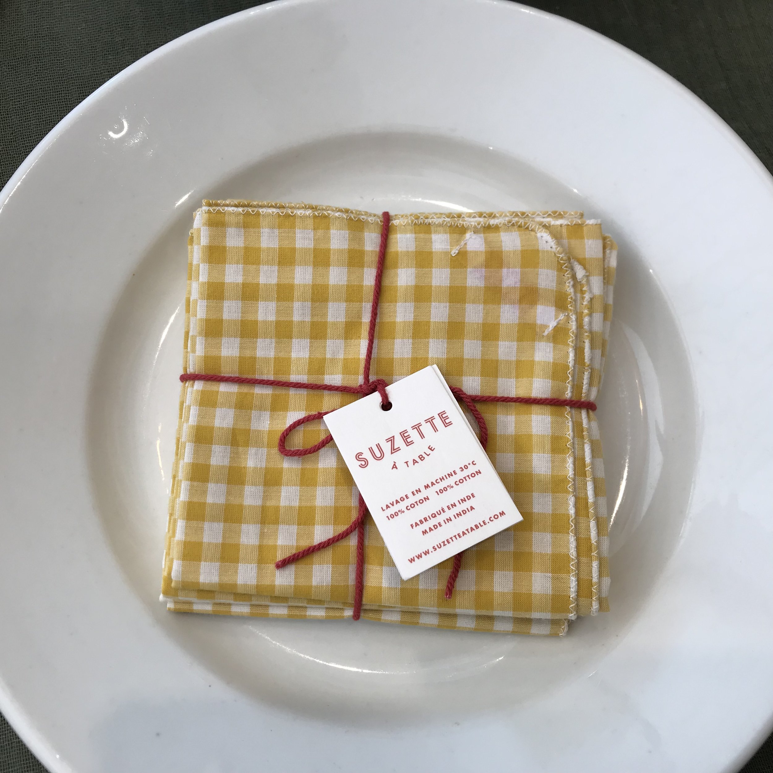 Série de 4 serviettes Suzette vichy jaune De My Byzance