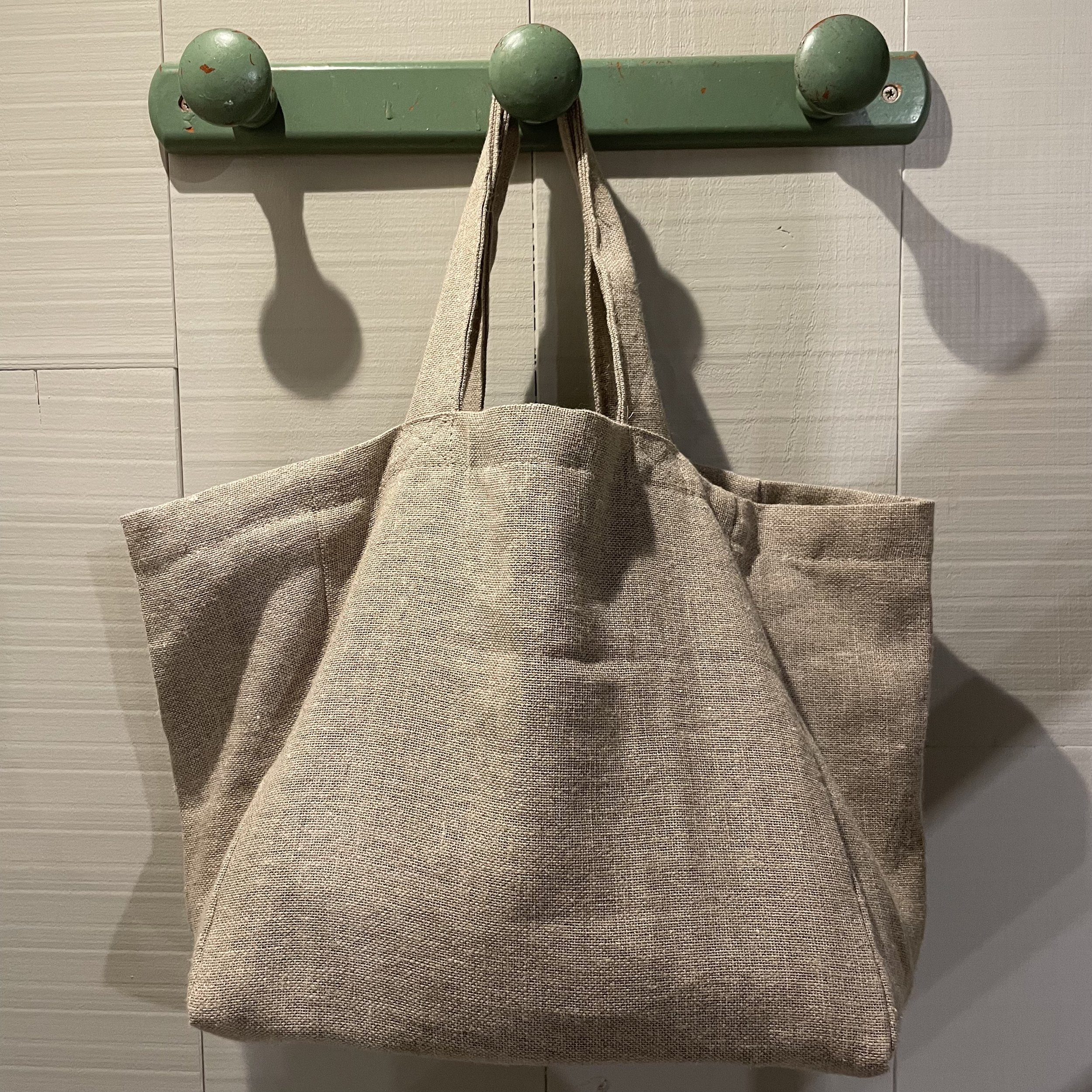 Sac cabas doublé lin naturel milleraie bleu gris