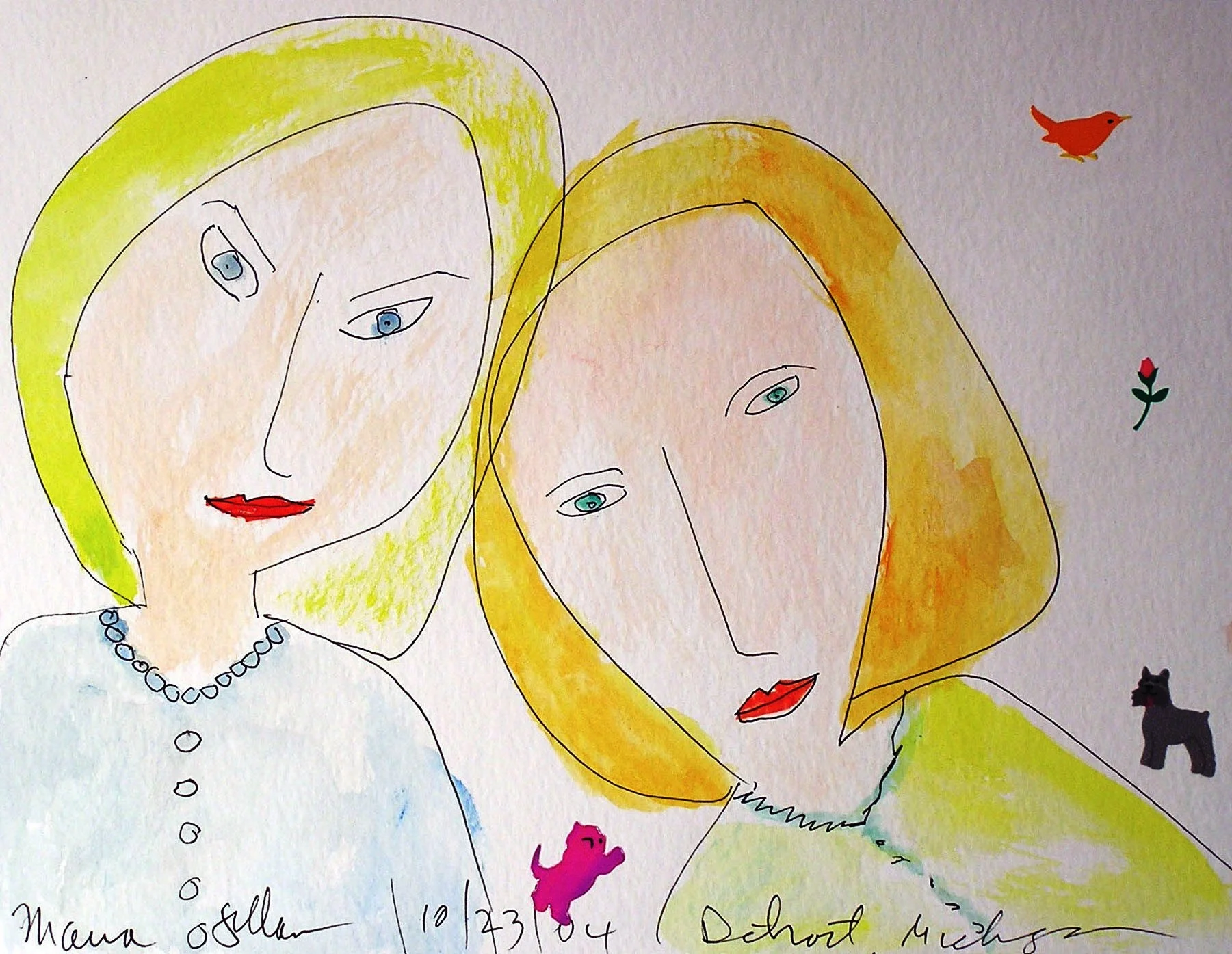 Friends in Conflict mixed media on paper 16x13 $150