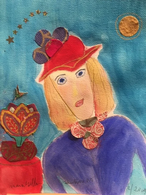   Blonde with Red Hat    23  mixed media on paper 11 x 14 $325 