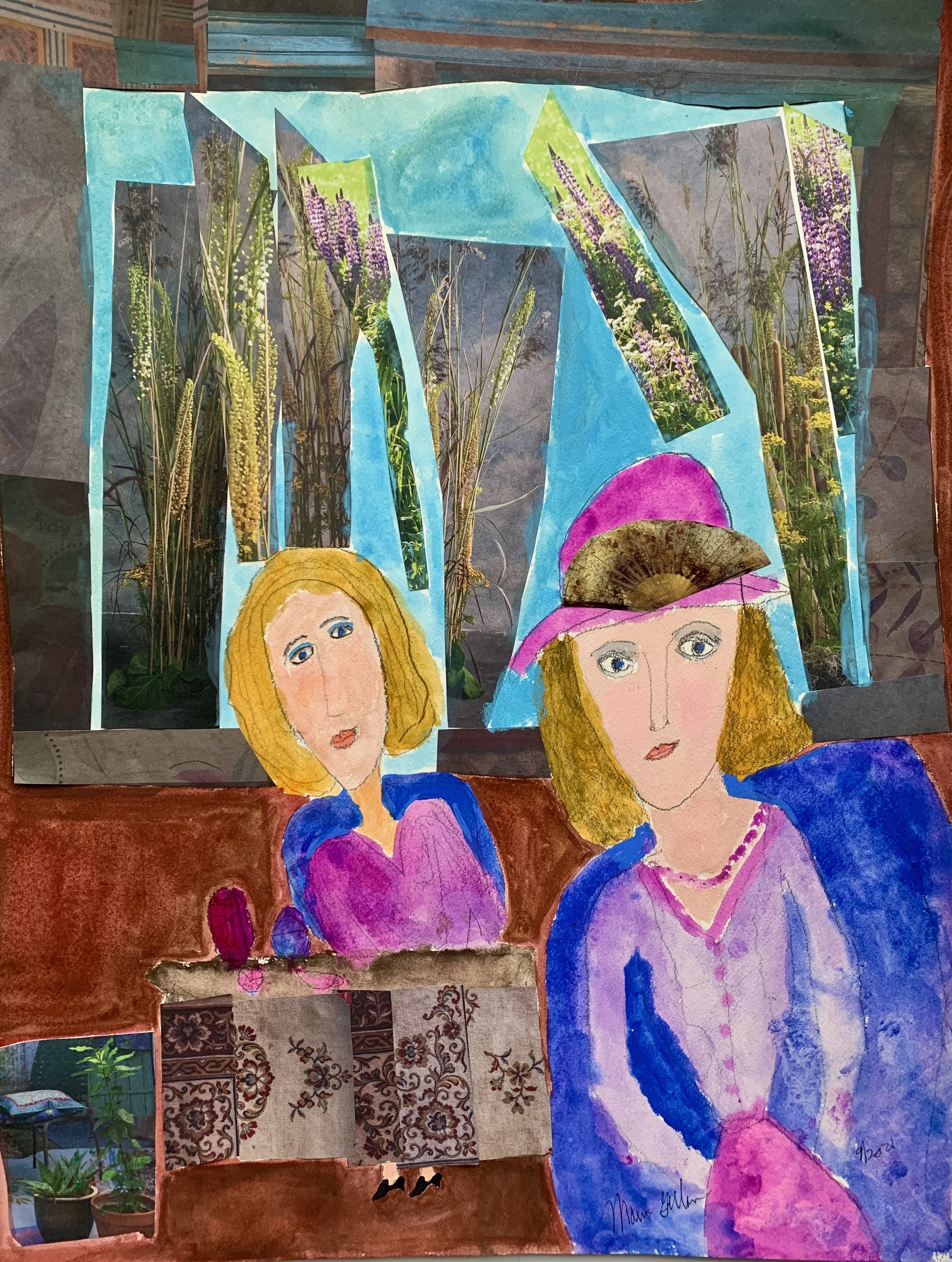   Women Doing Lunch   #98  18X24   mixed media $750 