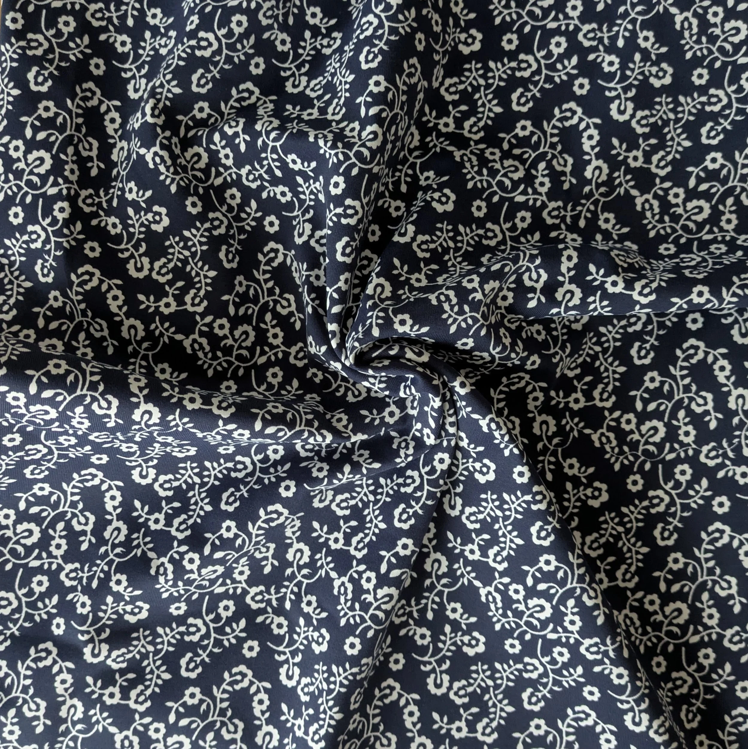 Microfibre | Bleu motifs floraux