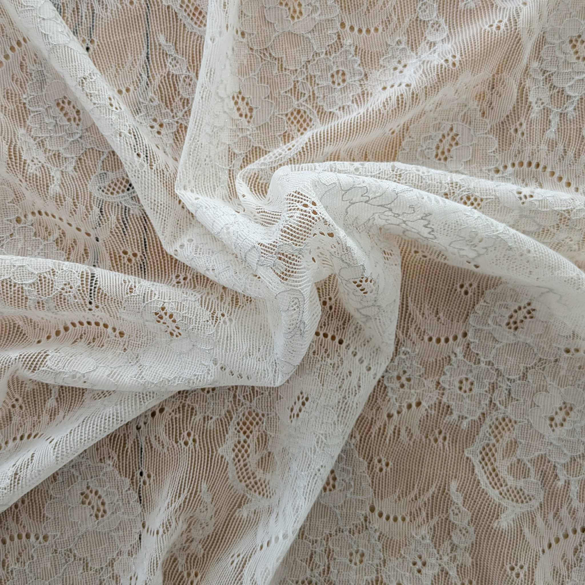 Dentelle élastique | Ivoire & argentée