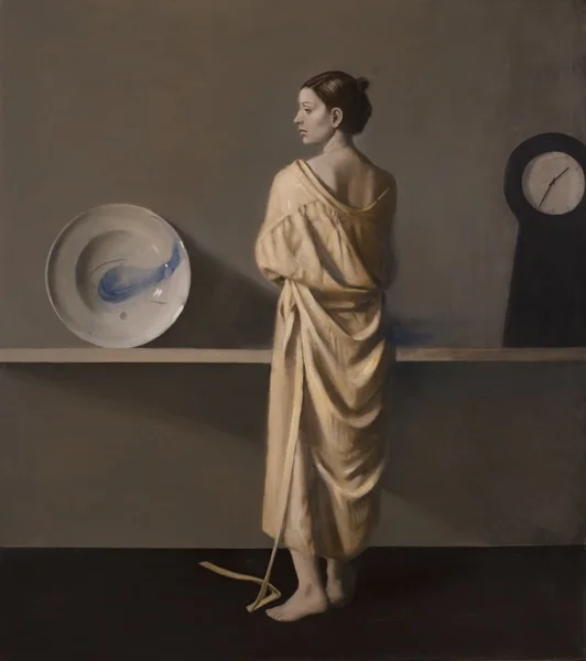 Raymond Han (1931-2017), Robed Woman in Profile , 2002, Oil on linen, 54 x 48 inches, 137.2 x 121.9 cm