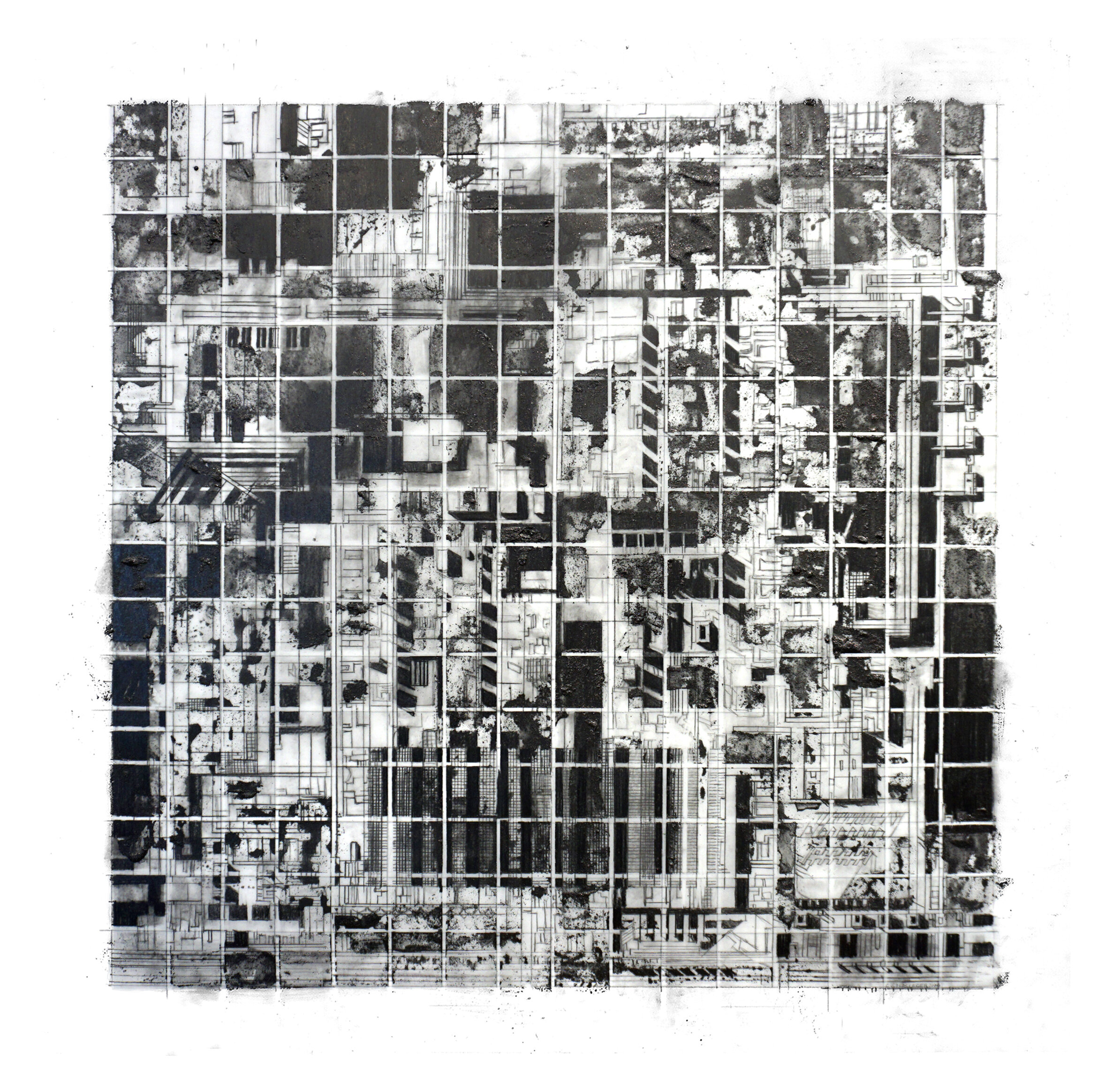  Cheryl Goldsleger  Aspiration , a study of  The Disappearing City,  2006 Graphite and mixed media on Mylar 16 1/4 x 16 1/4 