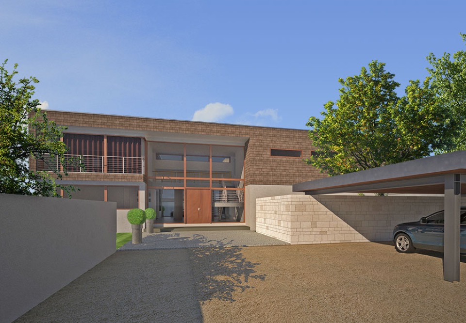 Exterior of house with carport and entry