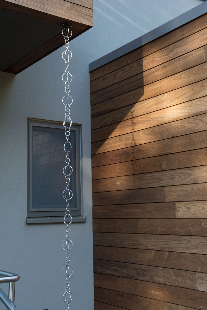 Rain chain detail on front entry