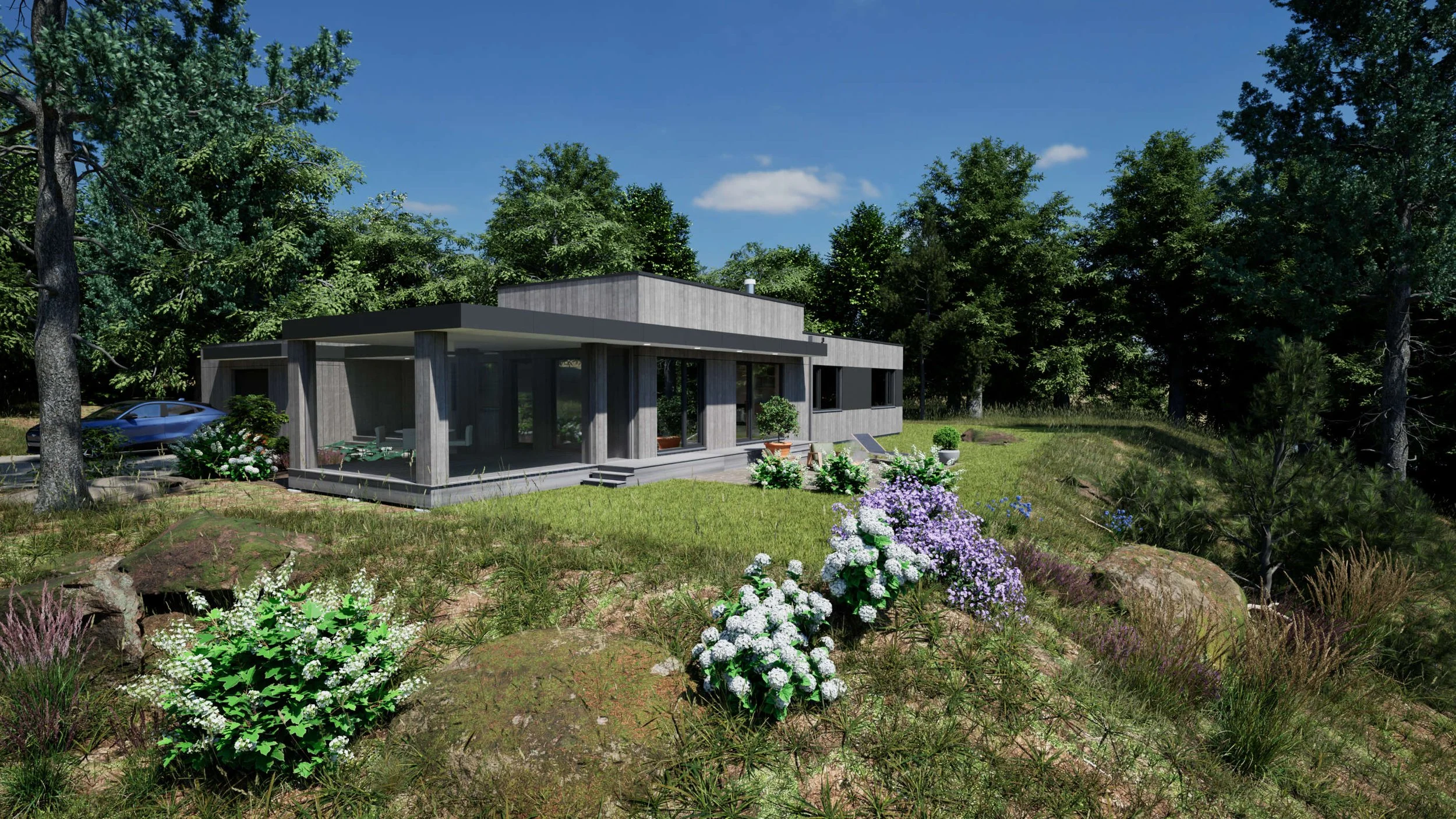 A single story design in Western Massachusetts