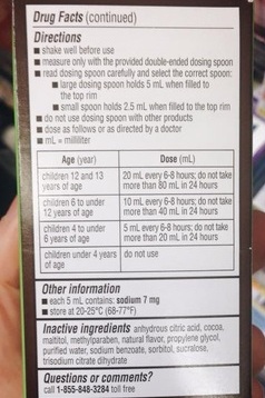 This "all natural" cough medicine actually has methylparaben and propylene glycol... oh, and it's a children's medicine.