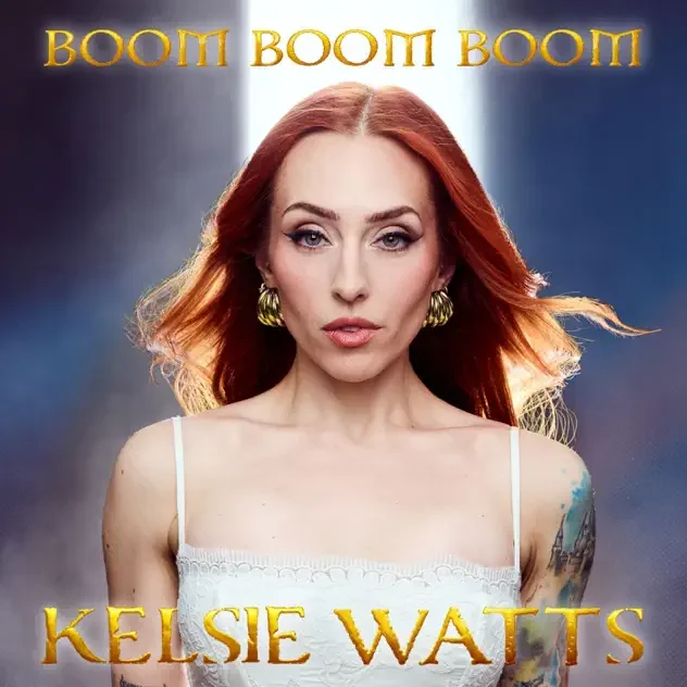 Kelsie Watts – “Boom Boom Boom” | Coven Academy Soundtrack on Disney+ Official-style cover artwork for “Boom Boom Boom” by Kelsie Watts, associated with the Coven Academy soundtrack on Disney+. Featuring Kelsie Watts with striking red hair and gold l