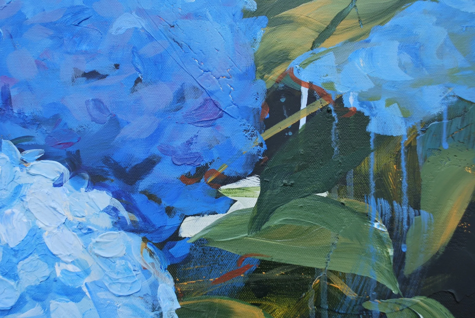 Blue Hydrangea in Rain Painting Close up.JPG