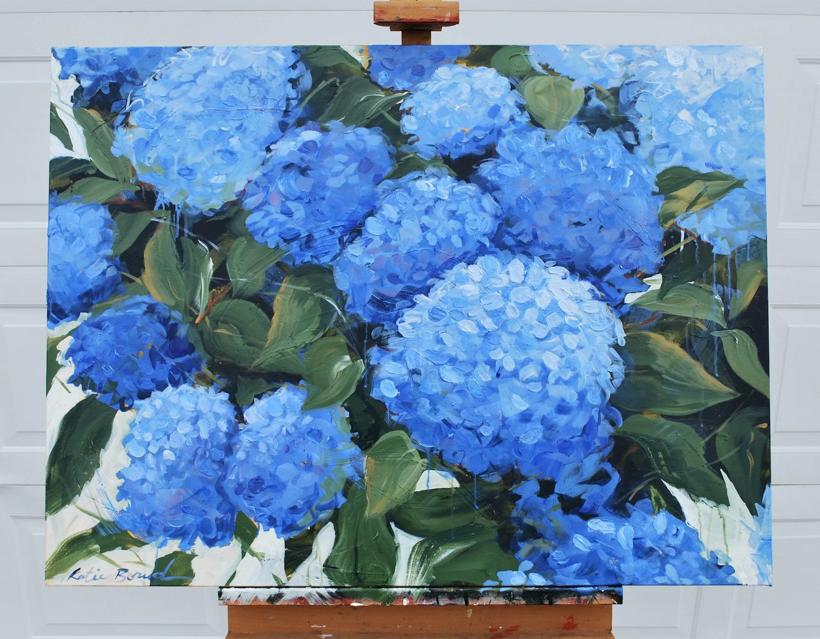 Blue Hydrangea in Rain Painting.JPG