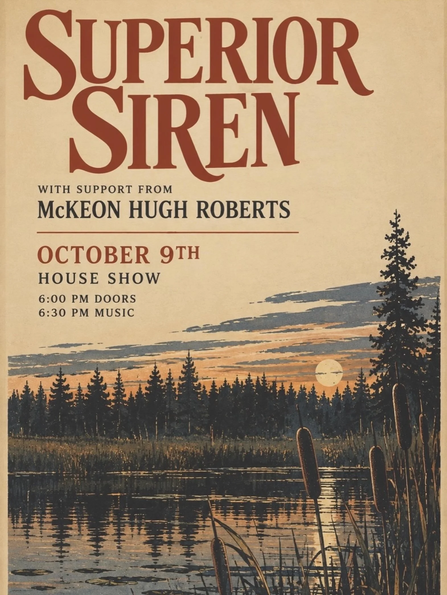 The Final House Show of our Minnesota Tour is on Friday October 9th in Grand Rapids with our good friend @mckeonhugh 

LIVE On the Pond 🌾

&ldquo;We&rsquo;re gonna get all cozy and moody with a good ol&rsquo; intimate house show. Featuring the likes