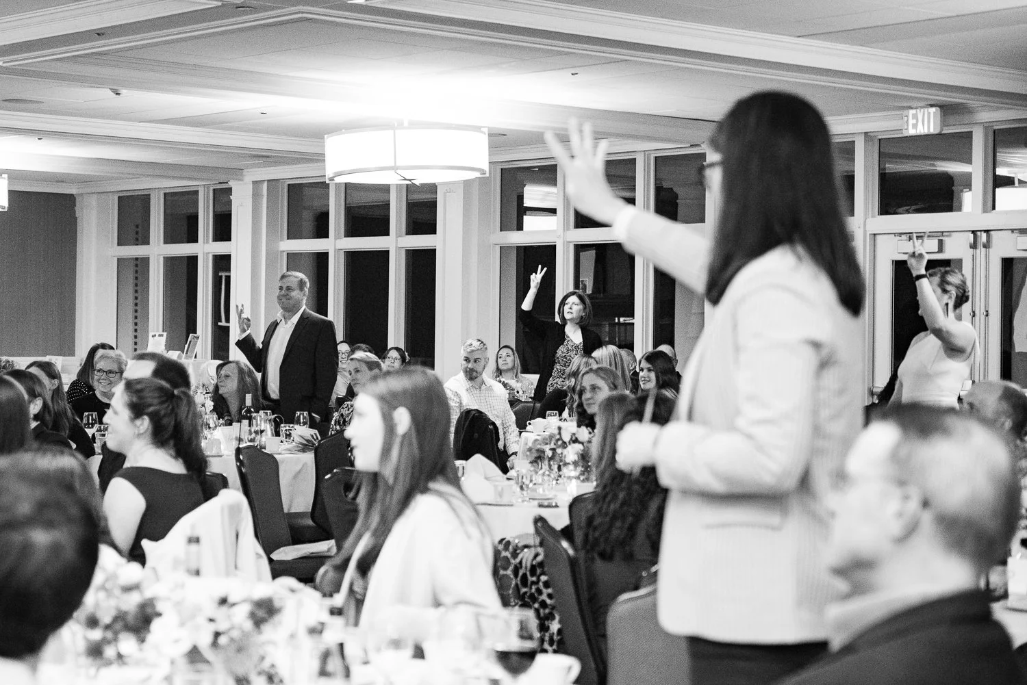 Black & white image from a charity auction in Bedford, New Hampshire.
