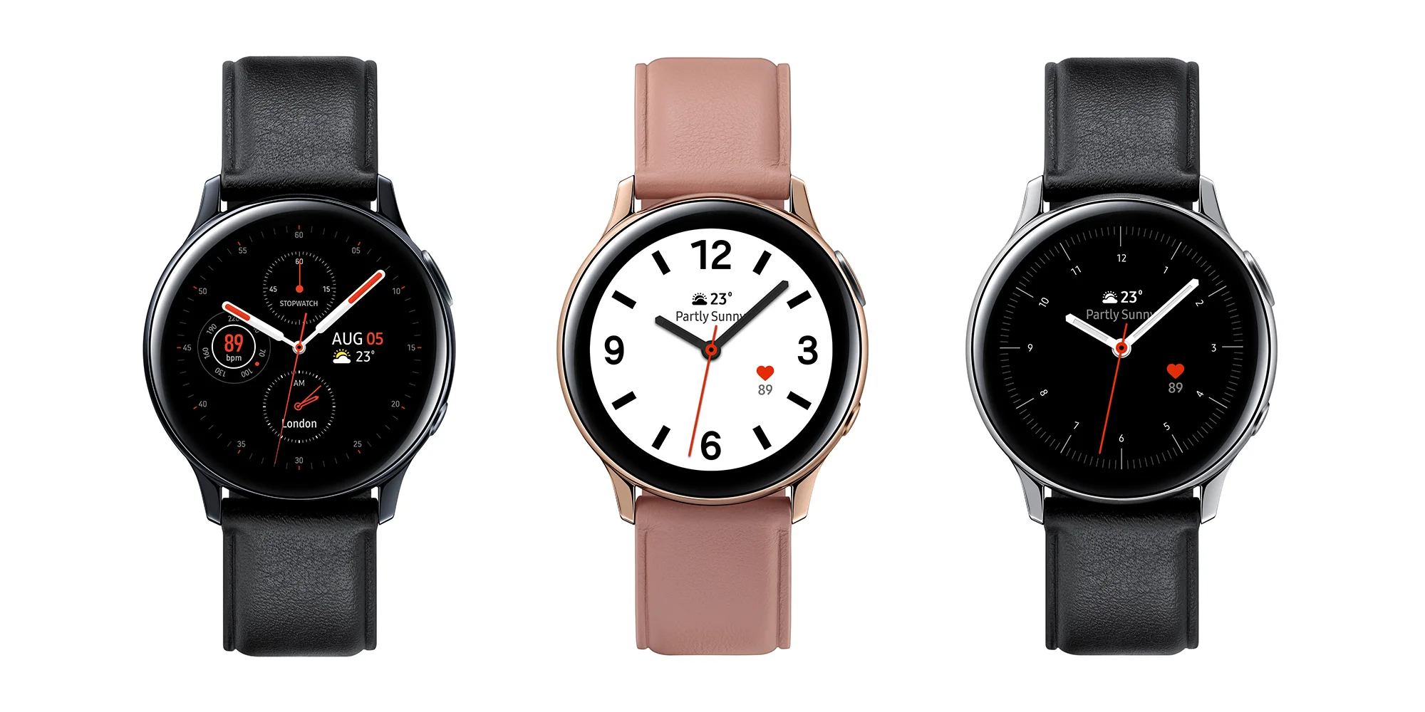 Samsung Galaxy Watch Active2 - stainless steel/leather strap versions
