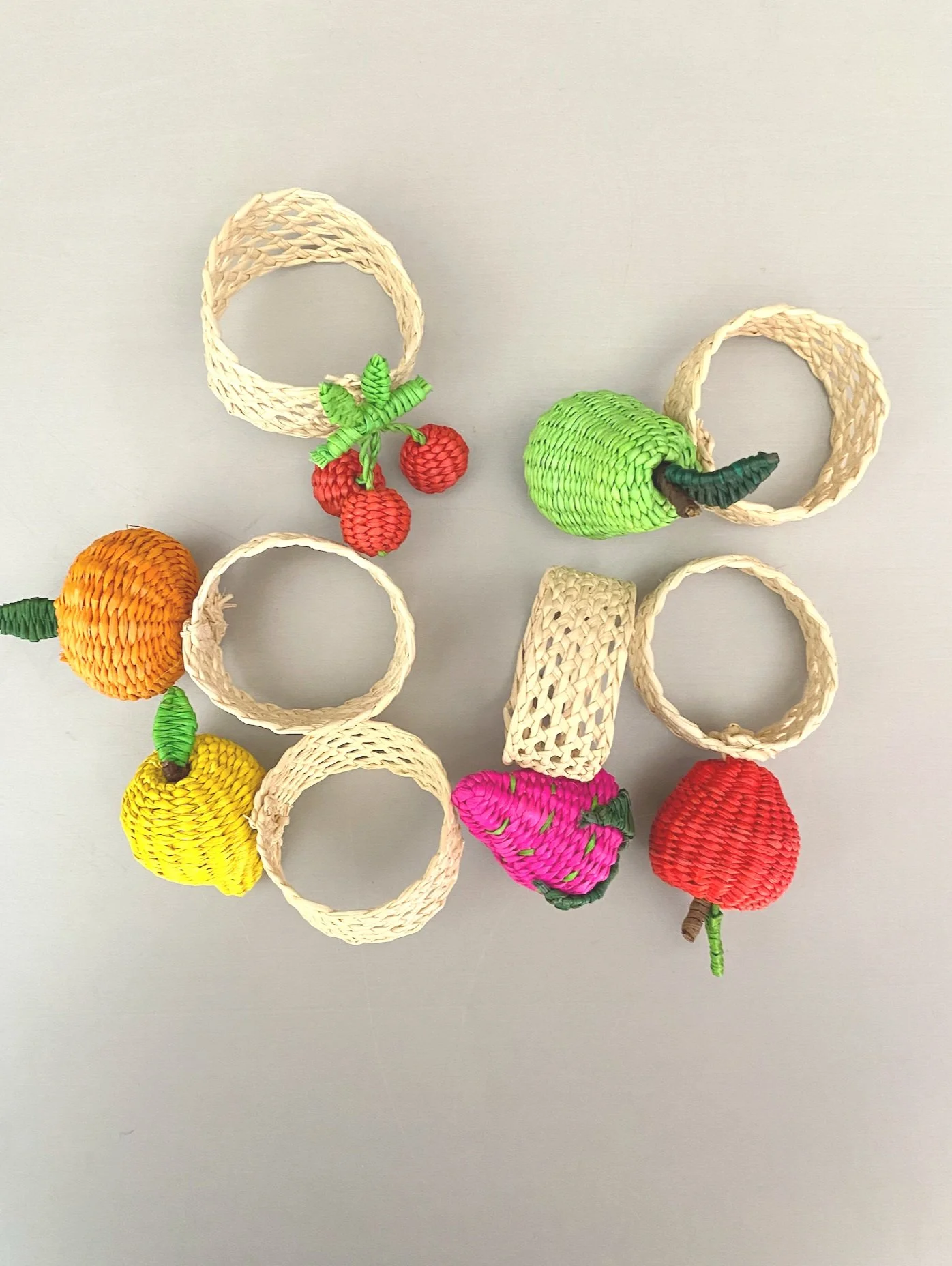 Iraca Hand-woven Fruit Napkin Rings/Set of 6 Assorted Fruit